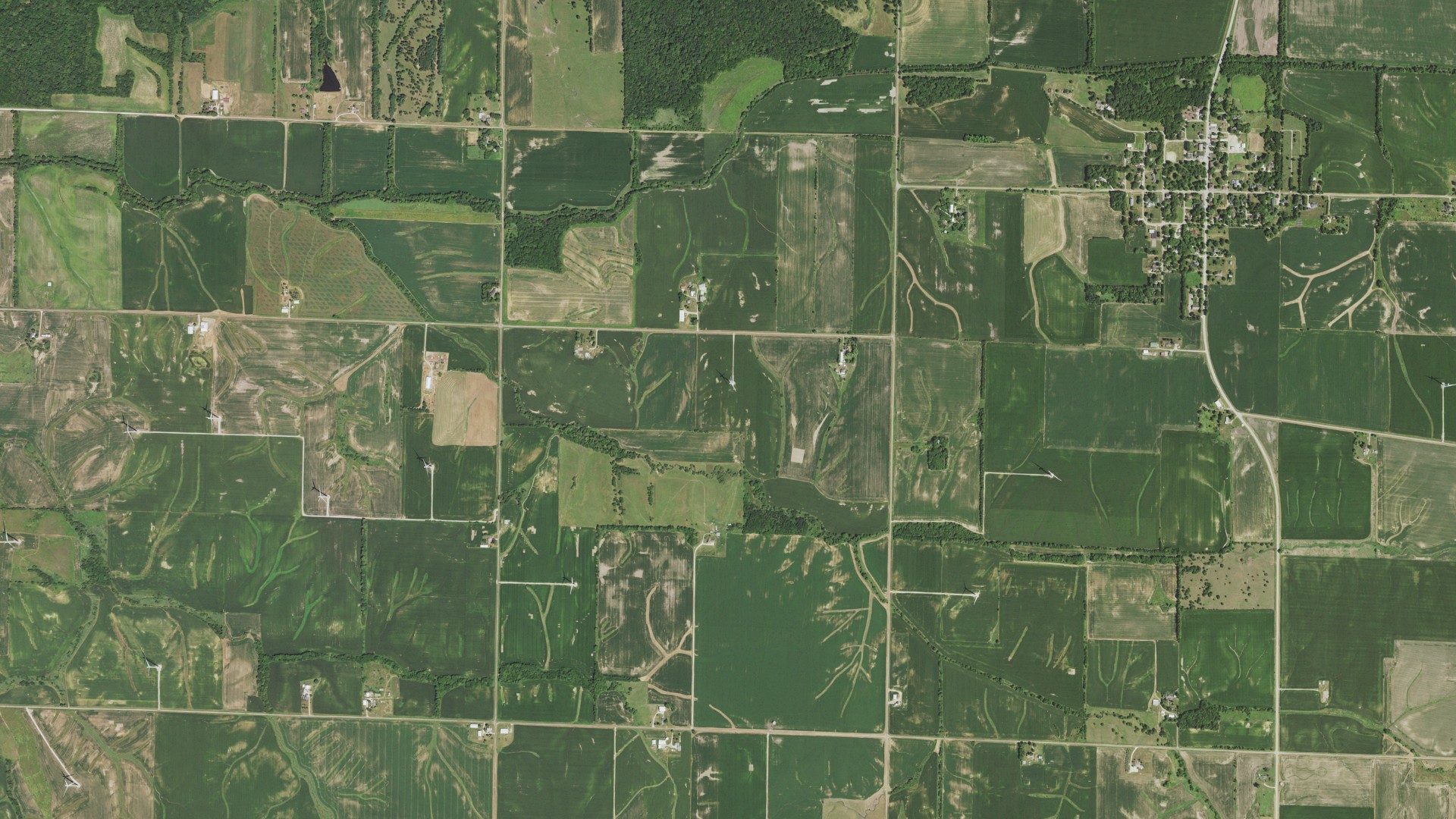 Aerial view of land around Weller, Illinois