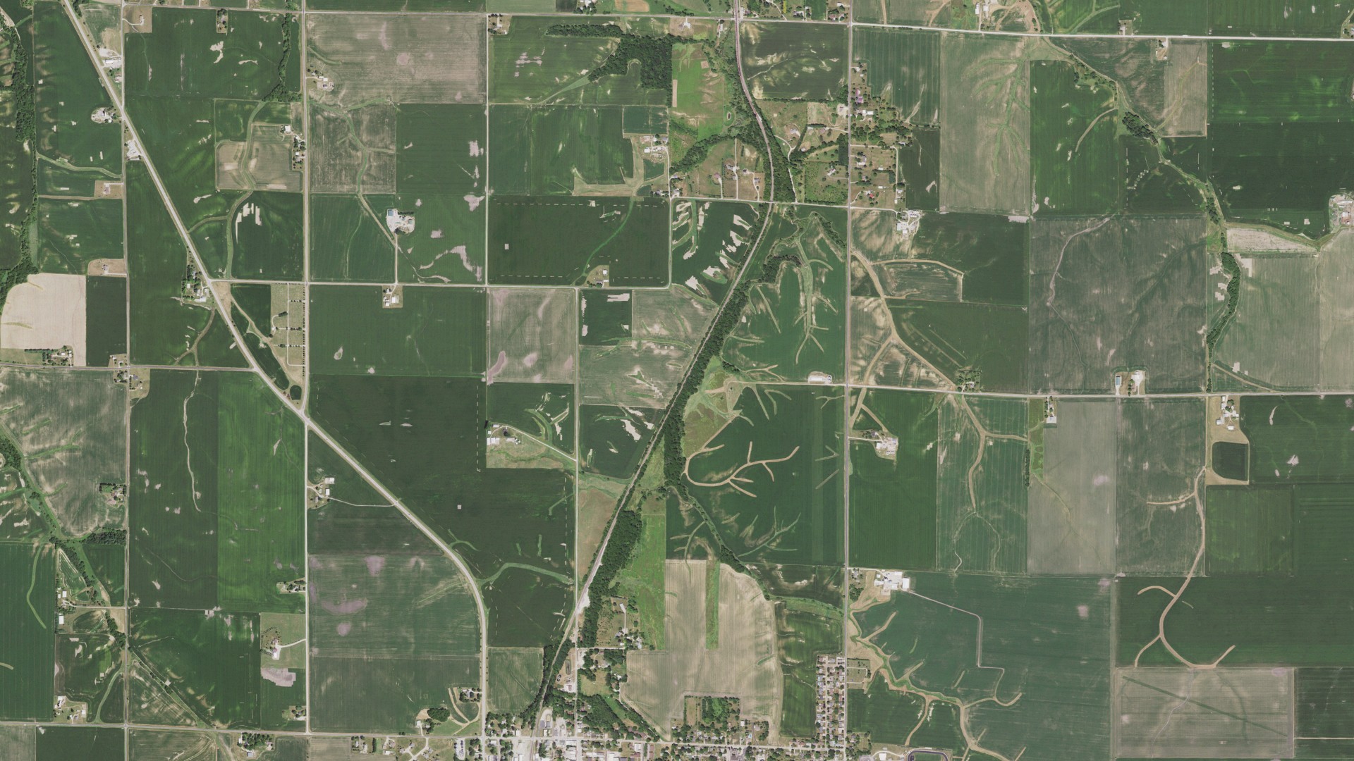 Aerial view of land around Western, Illinois