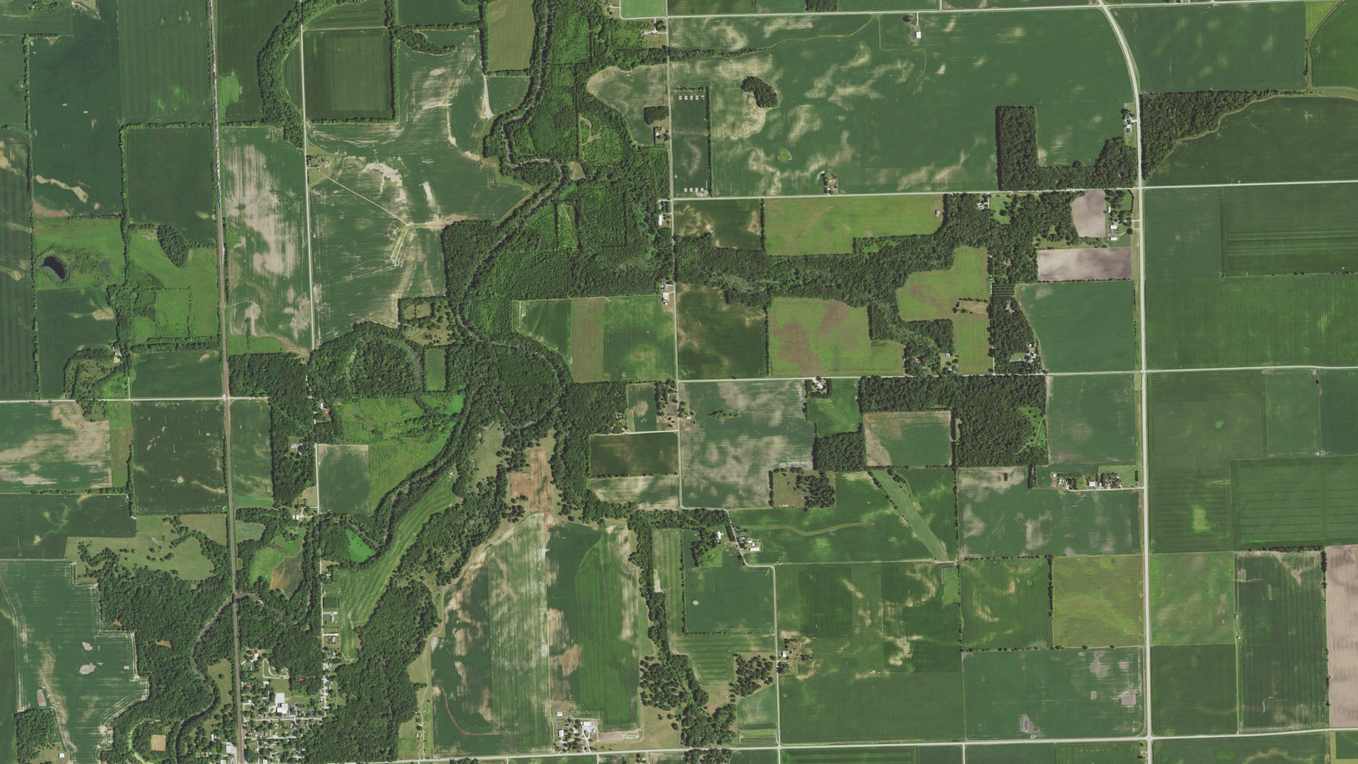 Aerial view of land around Belmont, Illinois