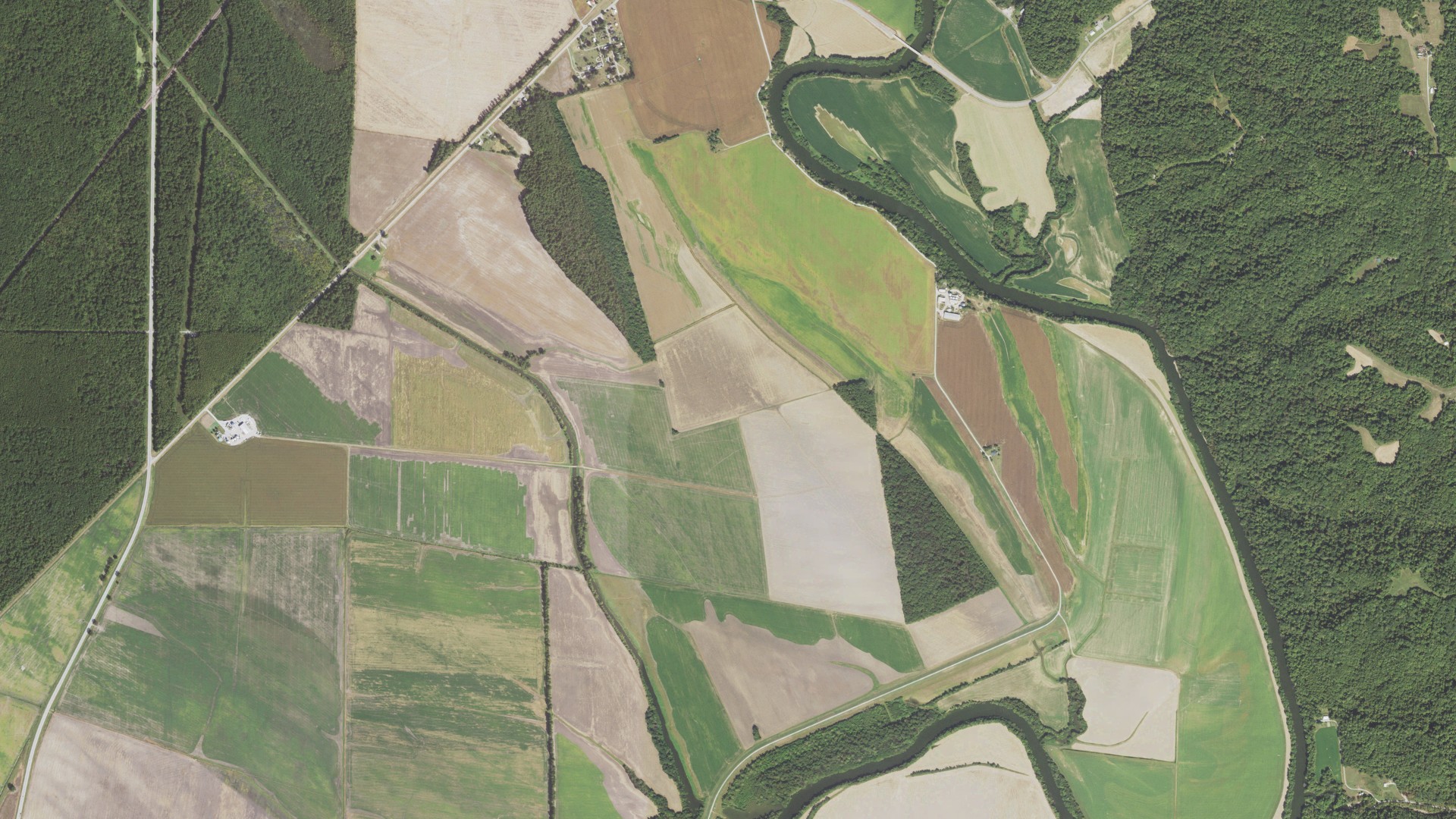 Aerial view of land around Sand Ridge, Illinois