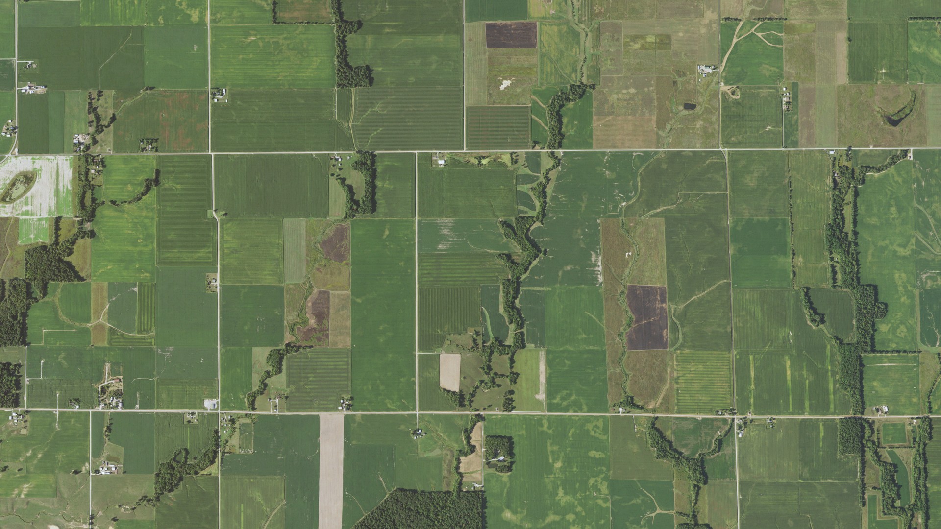 Natural-color aerial photograph of land around Smallwood, Illinois