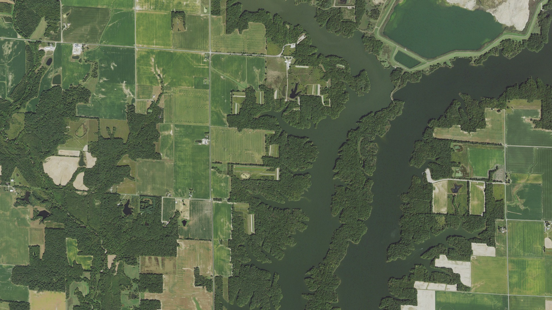 Natural-color aerial photograph of land around South Muddy, Illinois