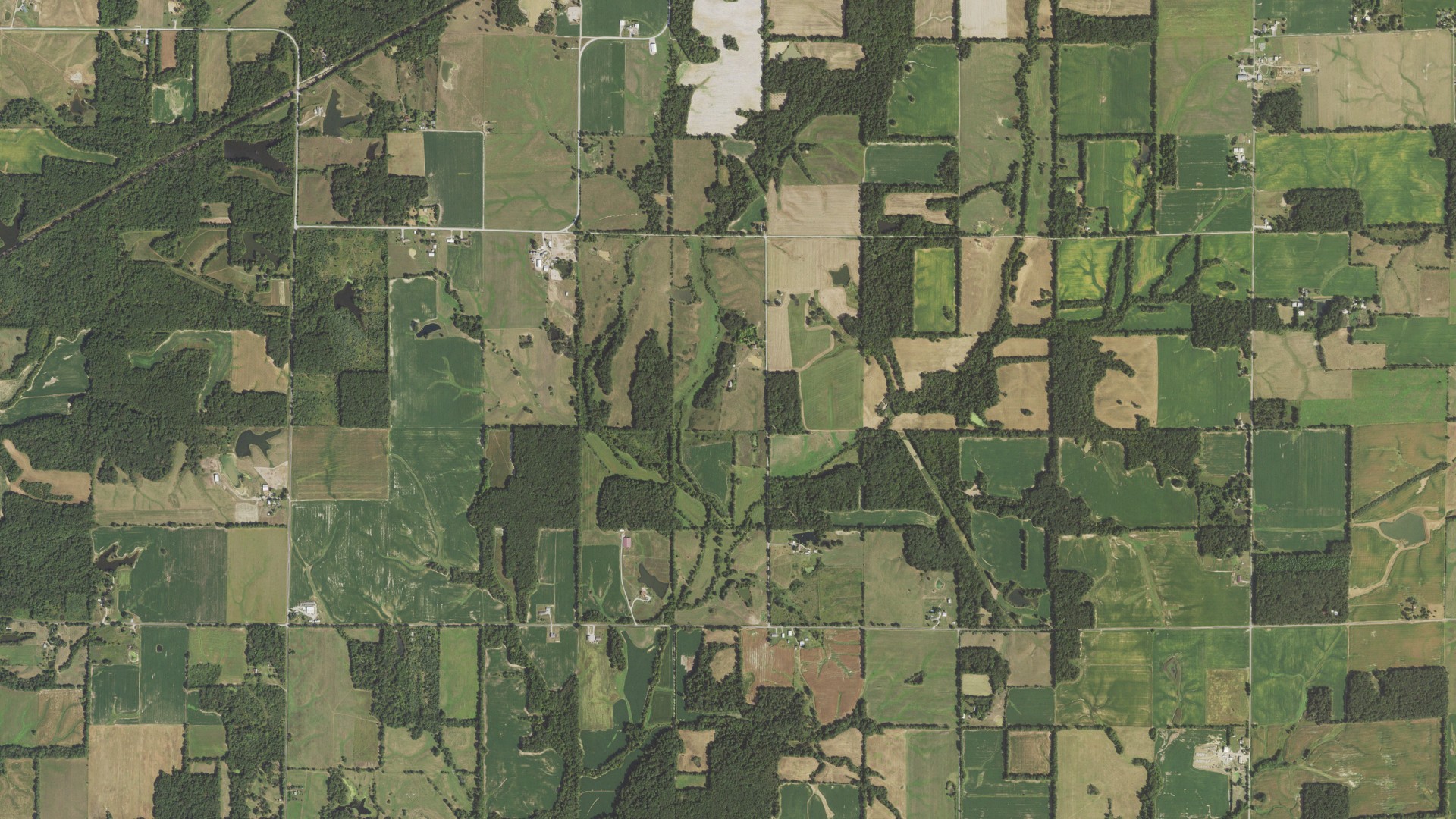 Aerial view of land around Bald Hill, Illinois