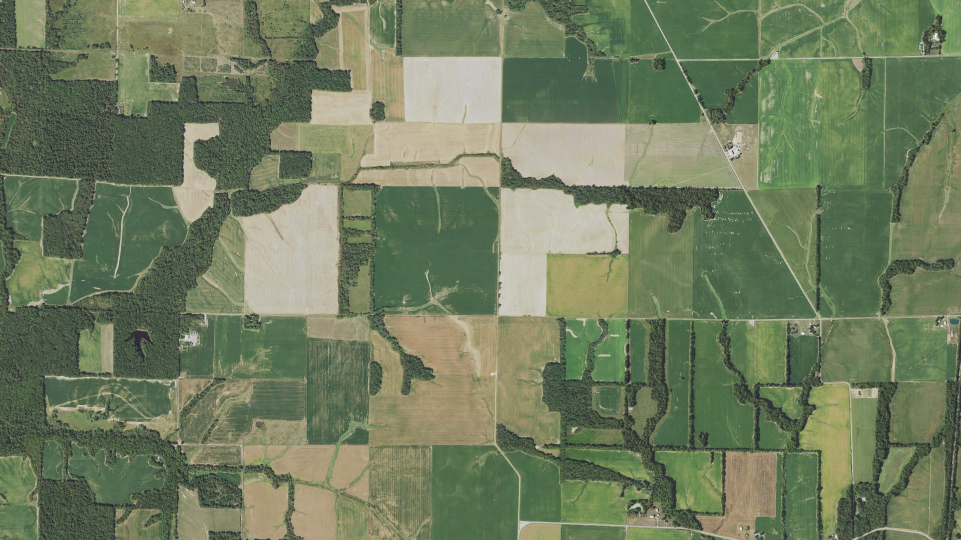 Aerial view of land around Moores Prairie, Illinois