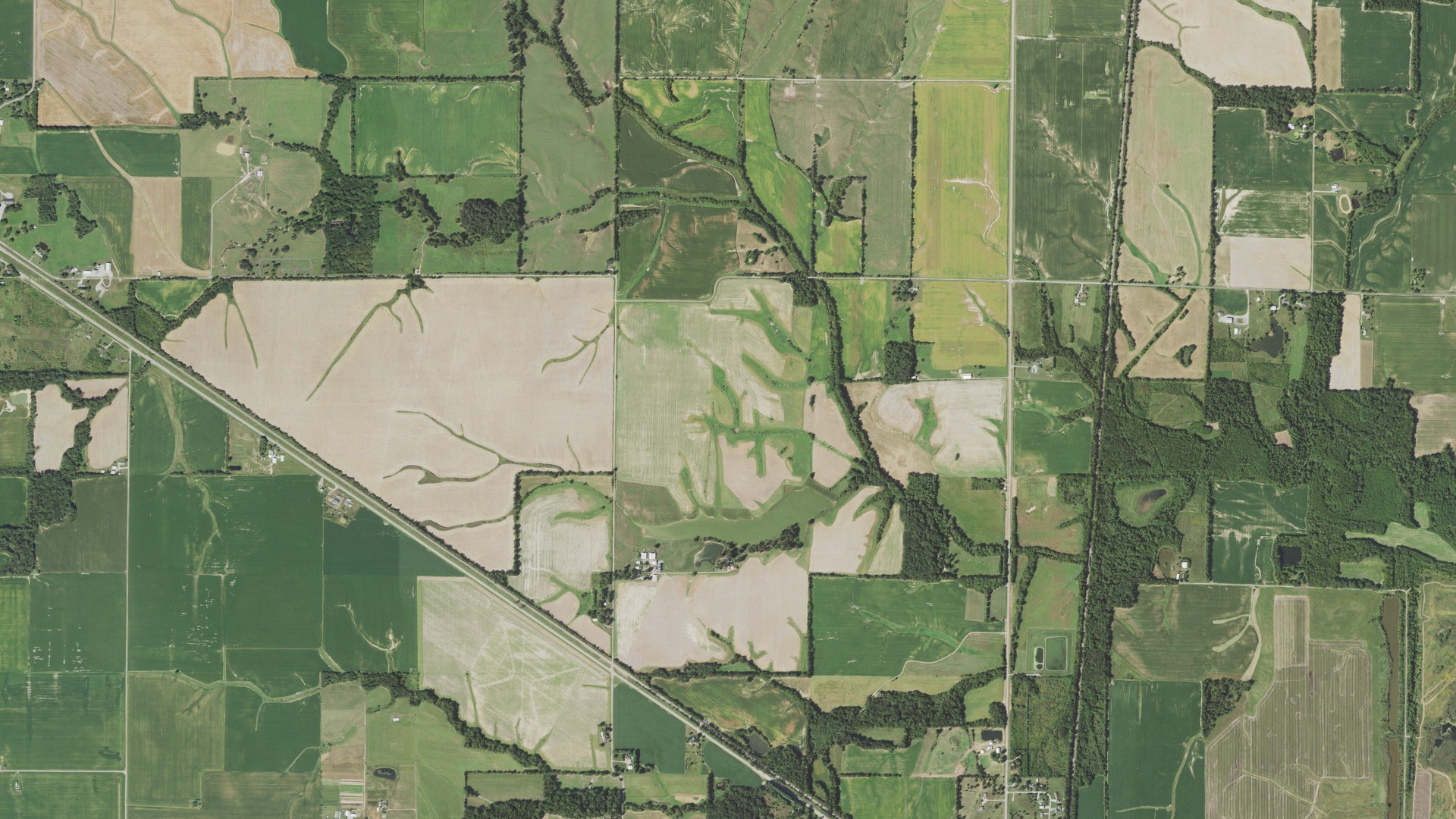 Aerial view of land around Pendleton, Illinois
