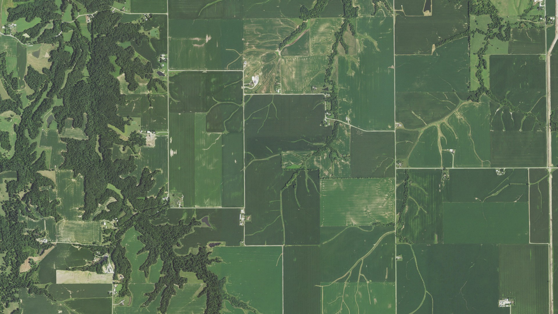 Aerial view of land around English, Illinois