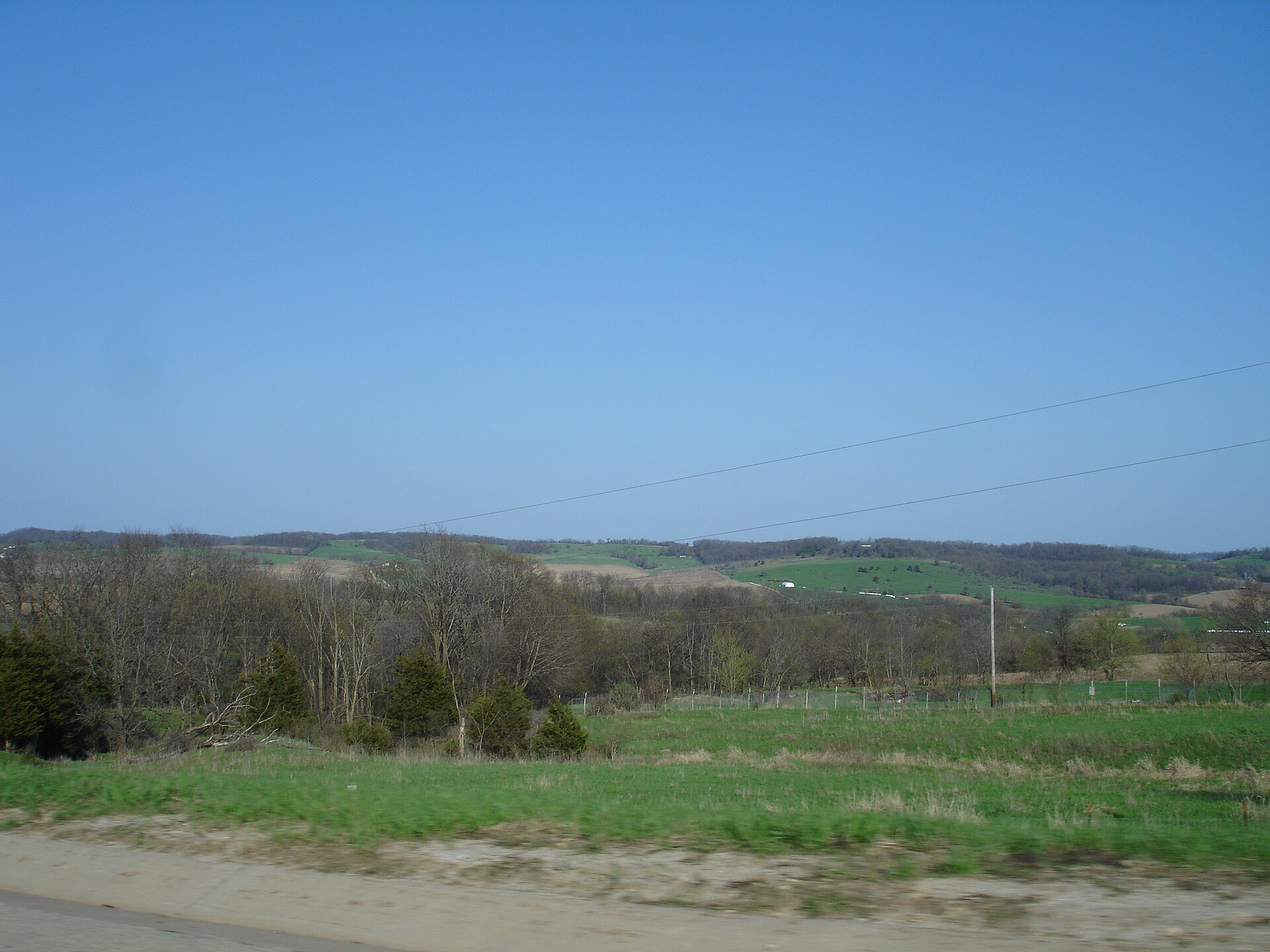 Rugged terrain in Jo Daviess County, Illinois, part of the Driftless Area. Taken along U.S. Route 20.