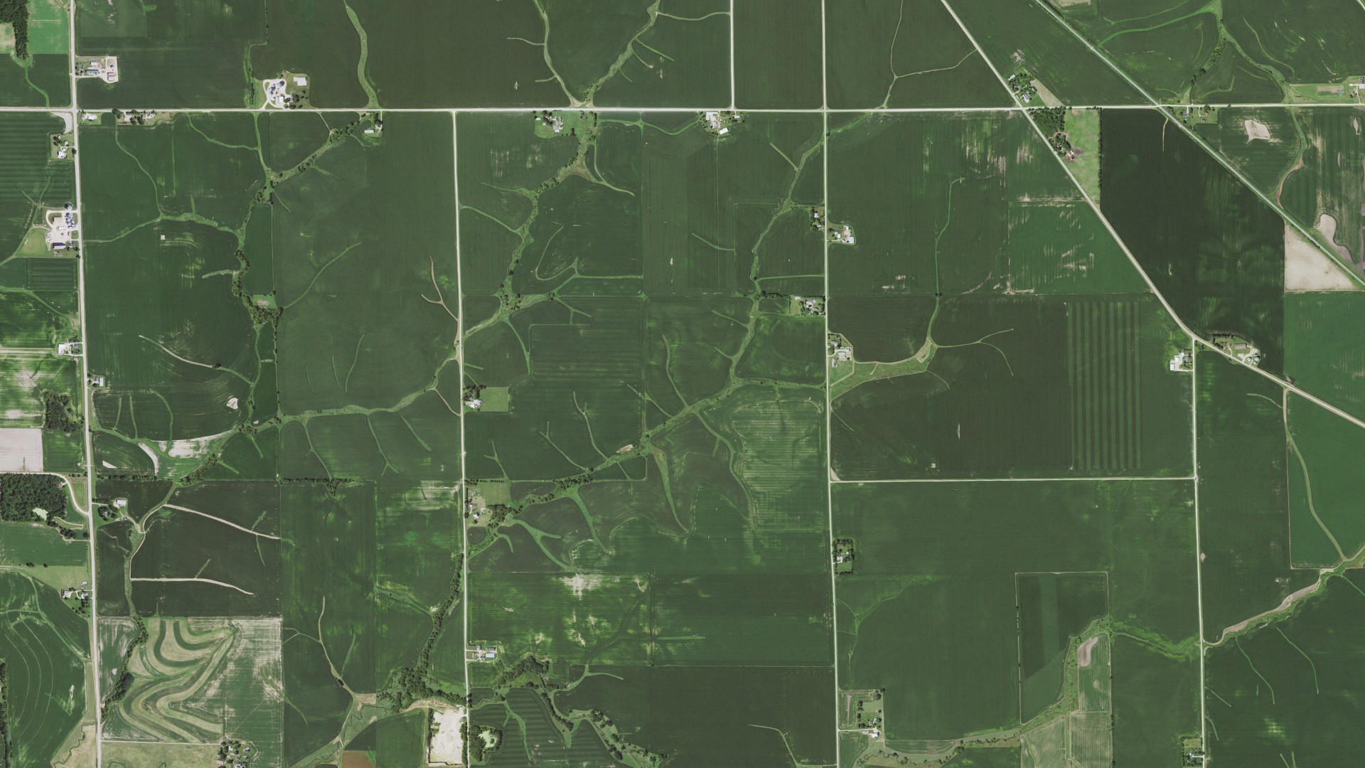 Aerial view of land around Nora, Illinois