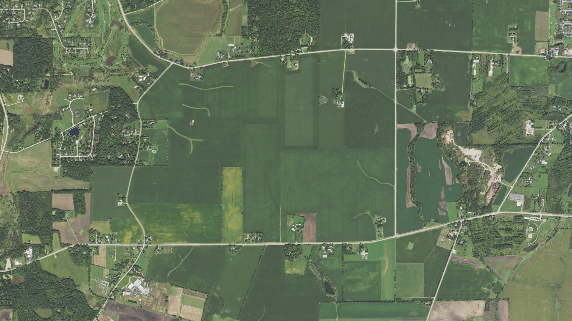 Aerial view of land around Blackberry, Illinois