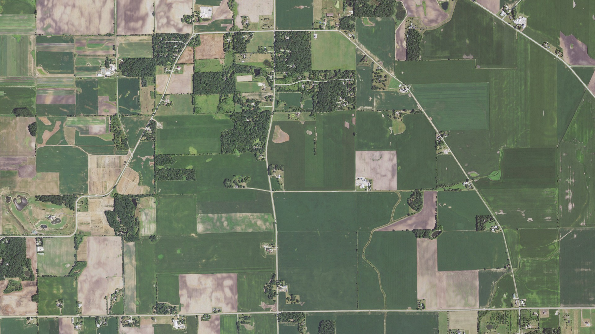 Aerial view of land around Burlington, Illinois