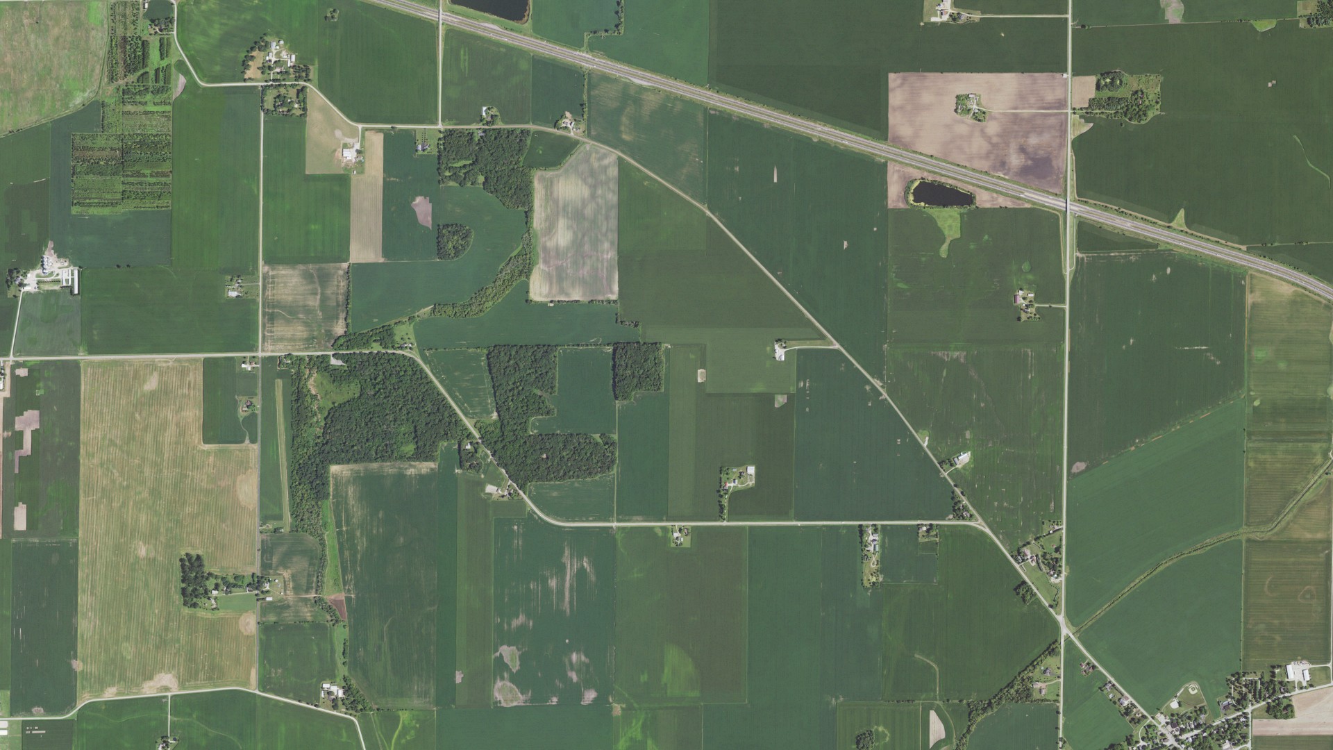 Aerial view of land around Kaneville, Illinois
