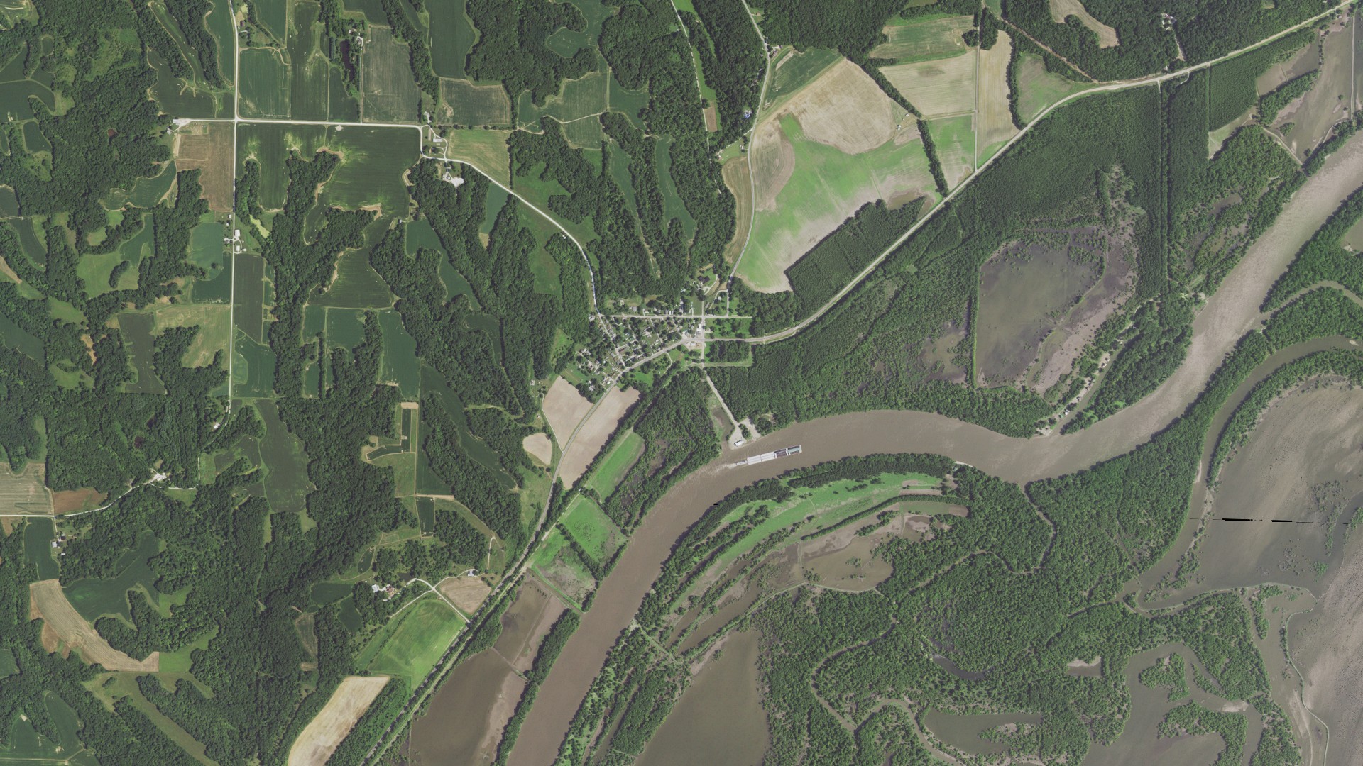 Aerial view of land around Browning, Illinois