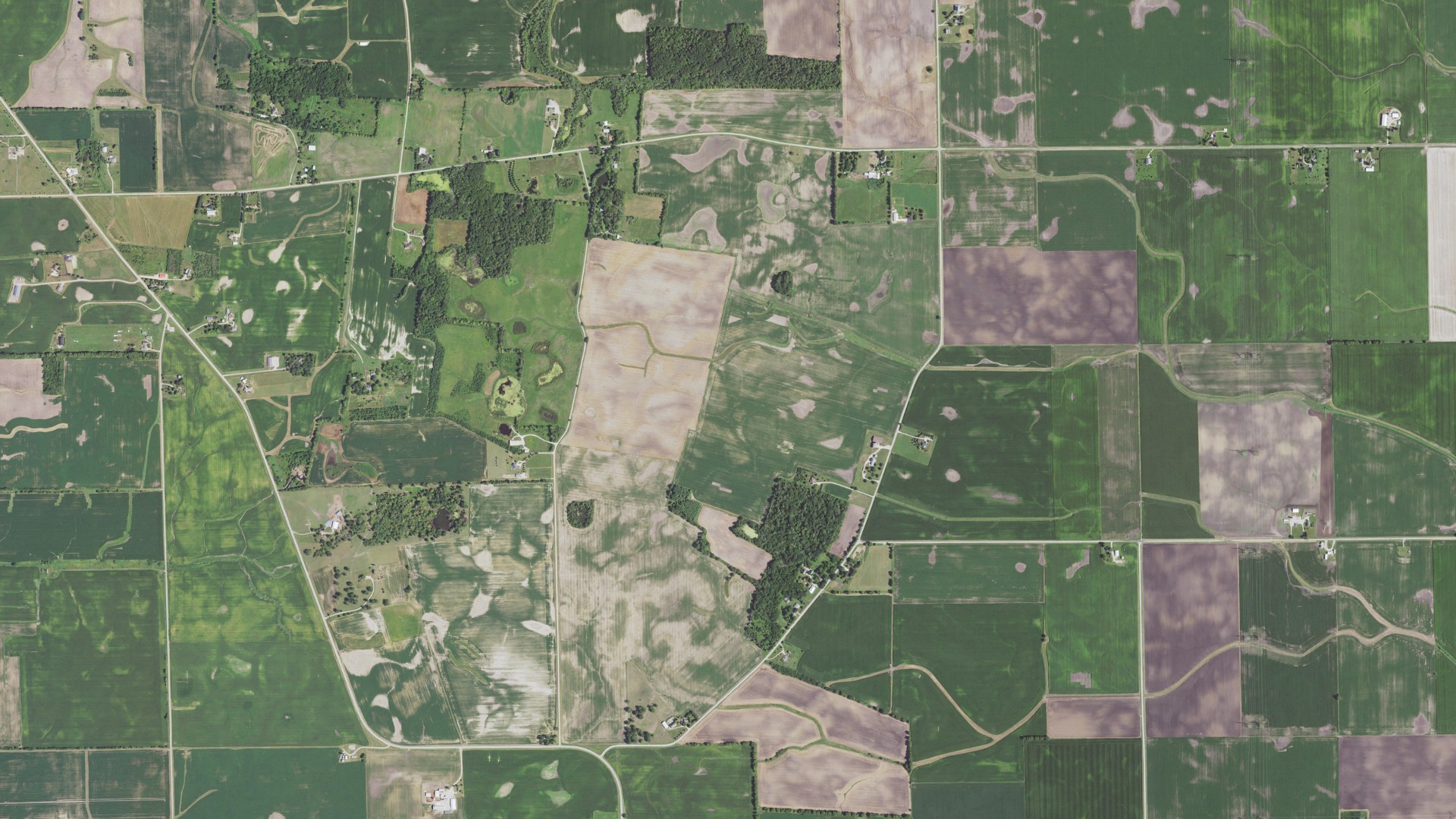 Aerial view of land around Big Grove, Illinois