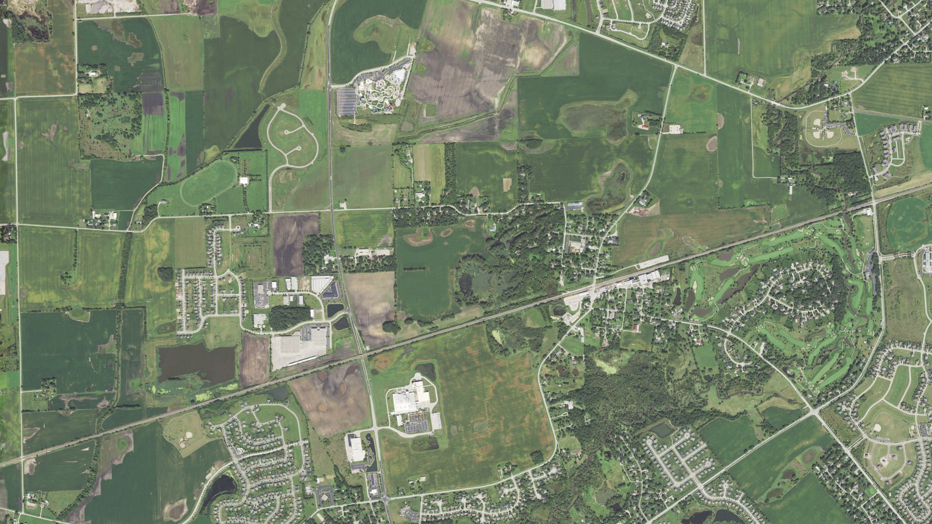 Aerial view of land around Bristol, Illinois