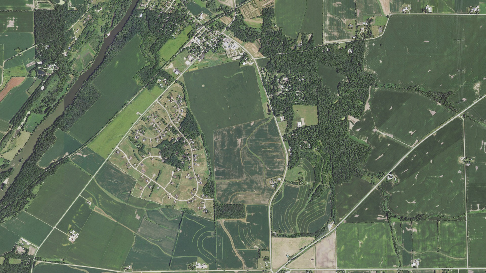 Aerial view of land around Fox, Illinois