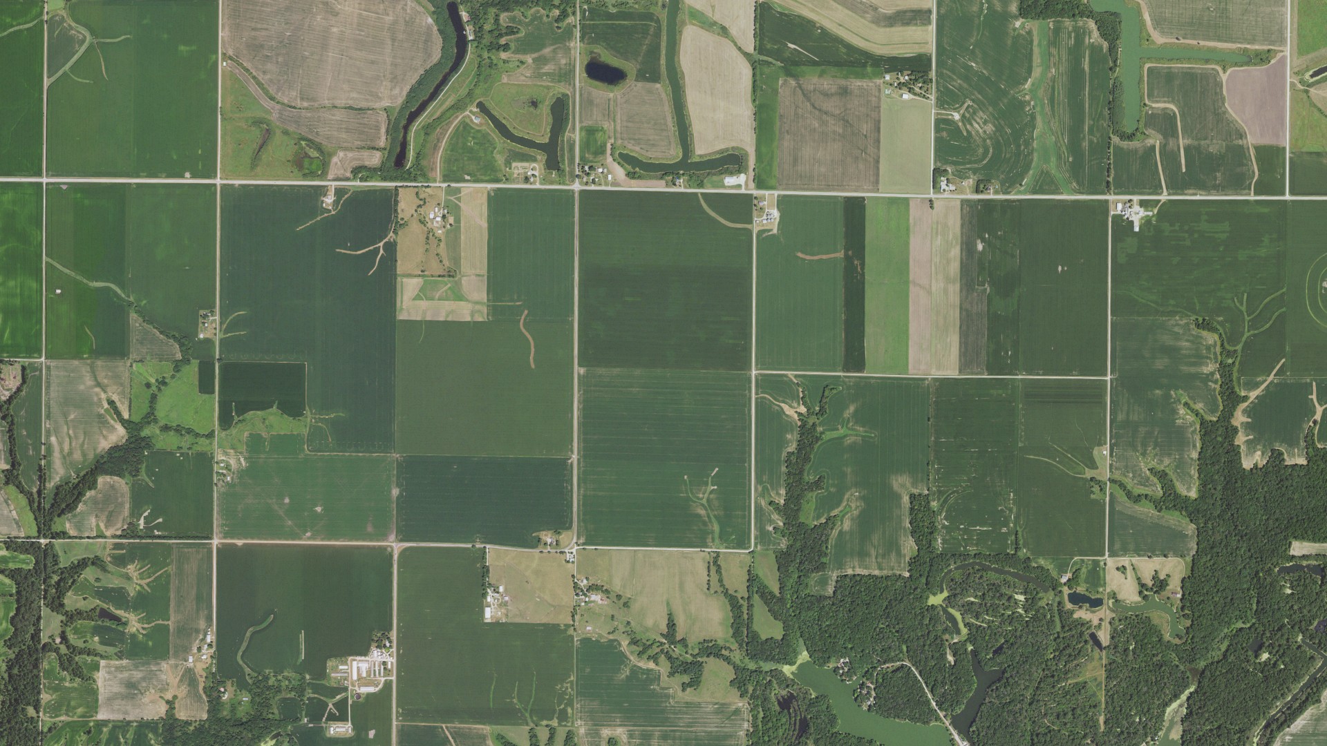 Aerial view of land around Copley, Illinois