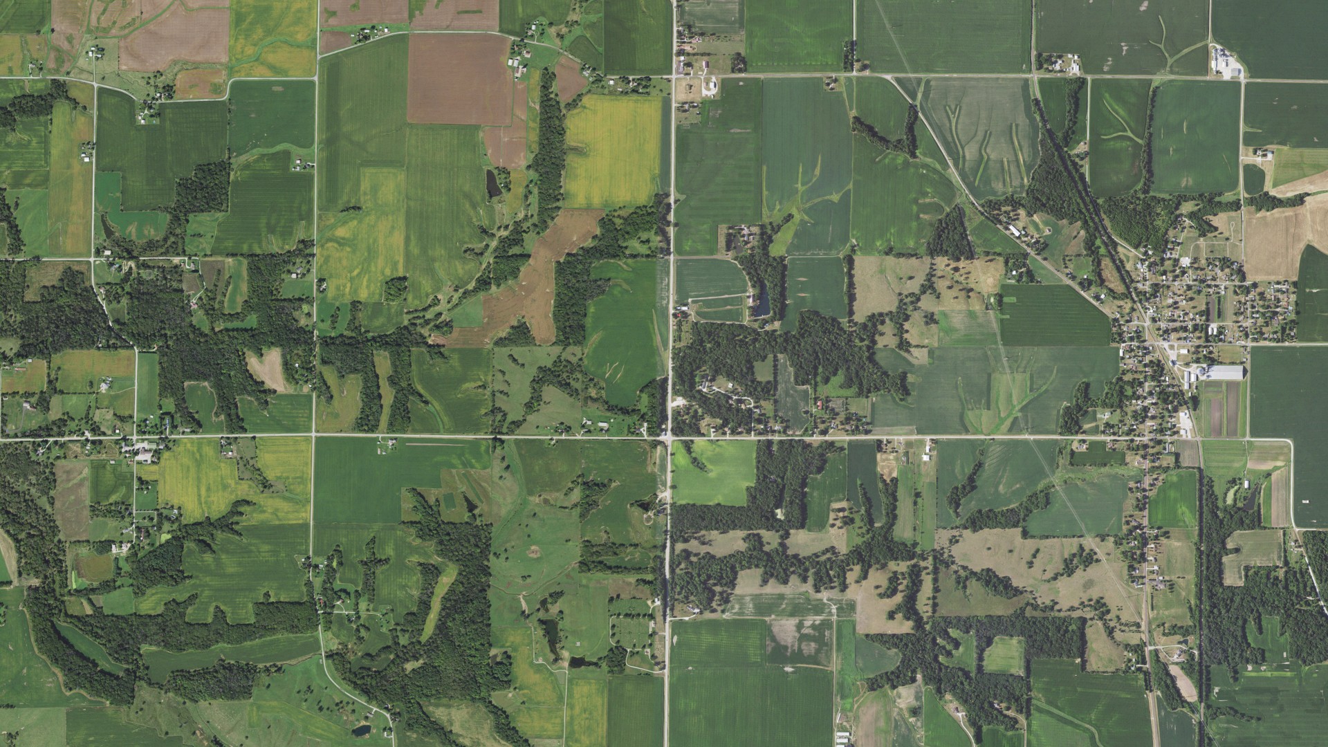 Aerial view of land around Henderson, Illinois