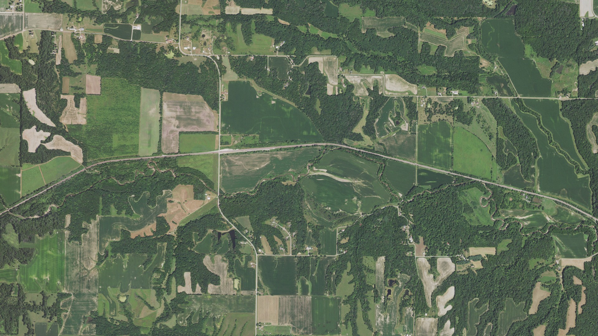 Aerial view of land around Persifer, Illinois