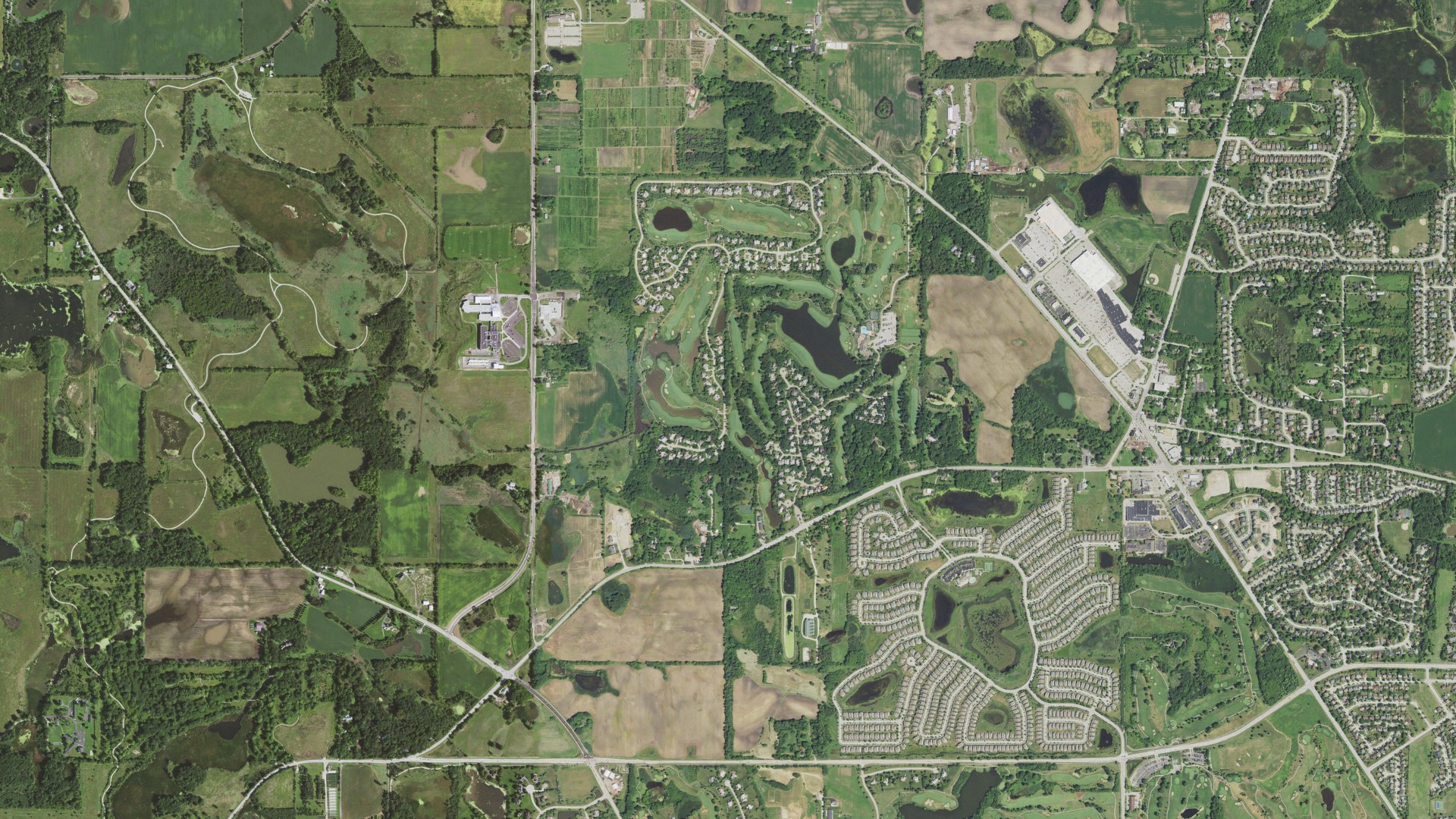 Aerial view of land around Fremont, Illinois