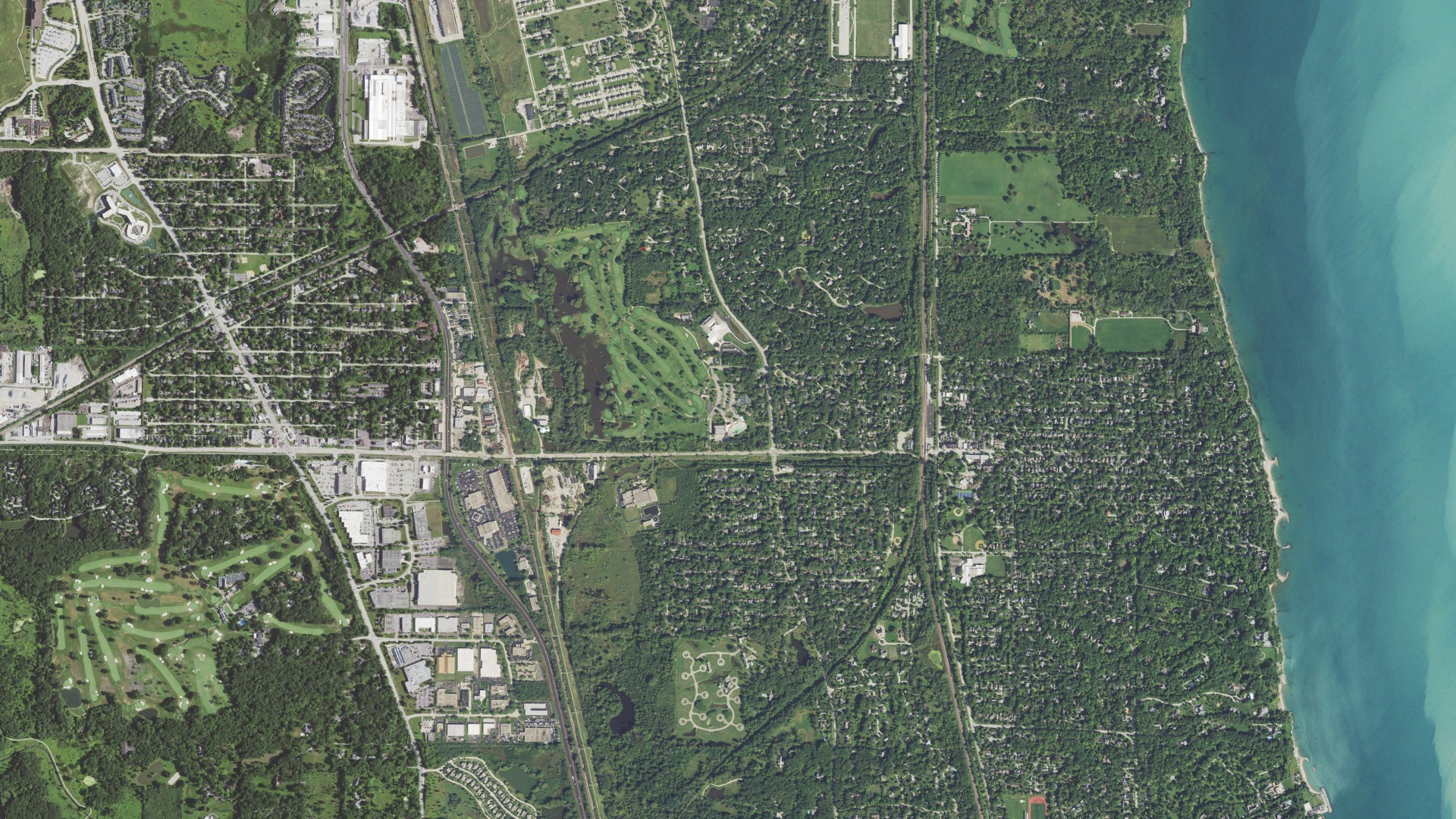Aerial view of land around Shields, Illinois