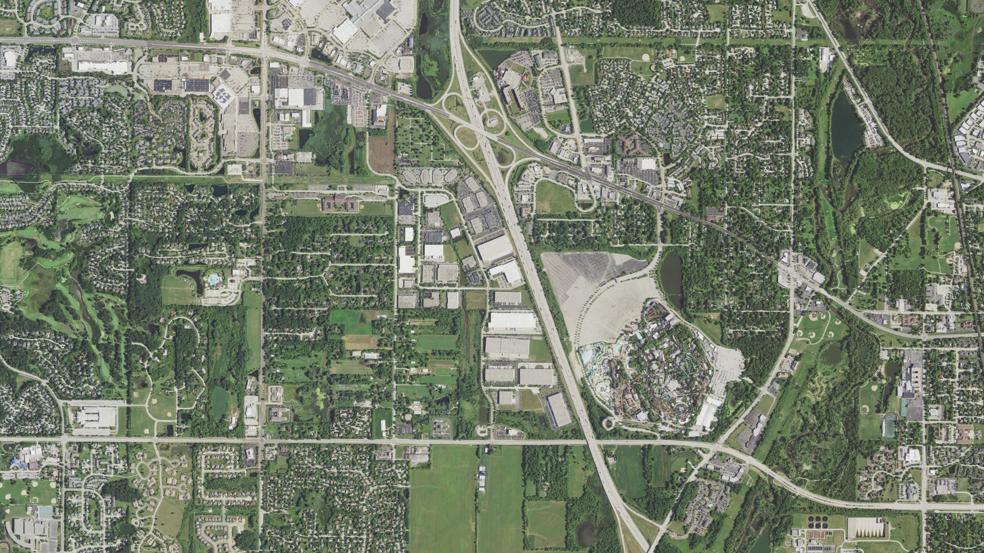 Aerial view of land around Warren, Illinois