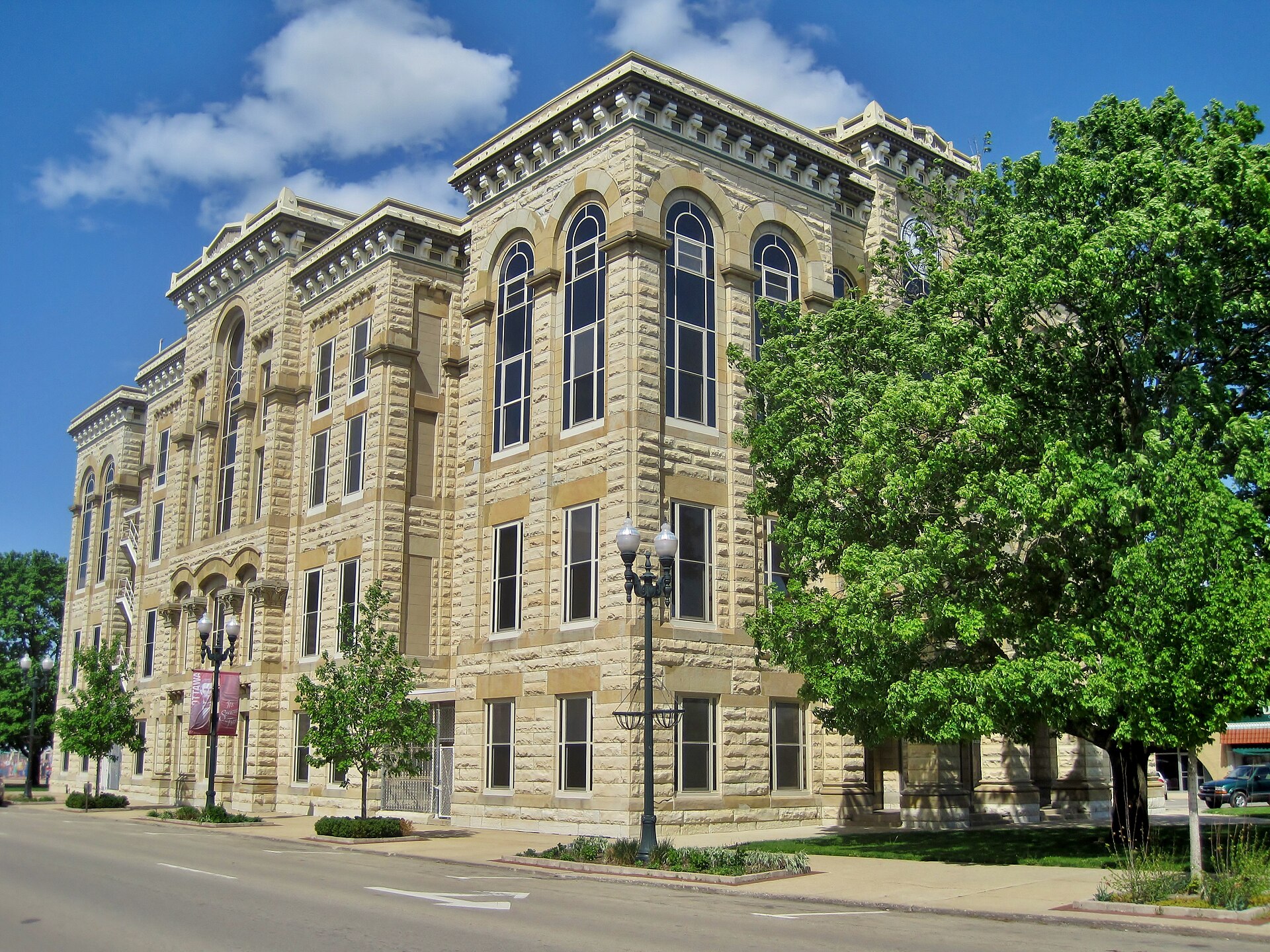 Front of the LaSalle County Courthouse, located at 119 W. Madison Street in Ottawa, Illinois, United States. It was built in 1883.