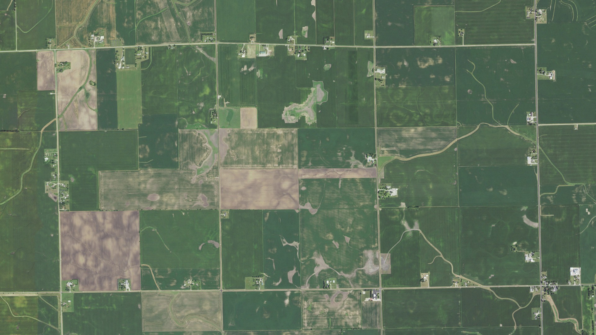 Aerial view of land around Miller, Illinois