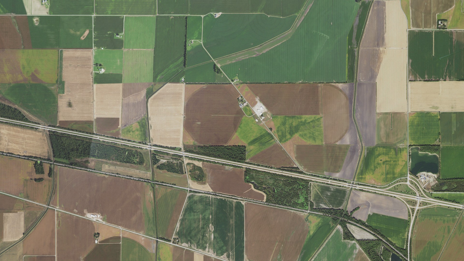 Aerial view of land around Allison, Illinois
