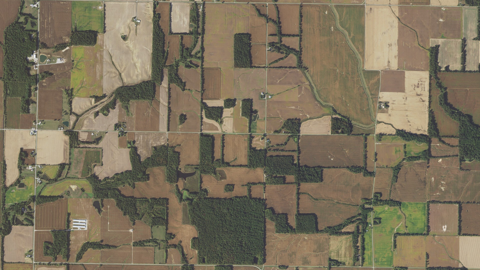 Aerial view of land around Lukin, Illinois
