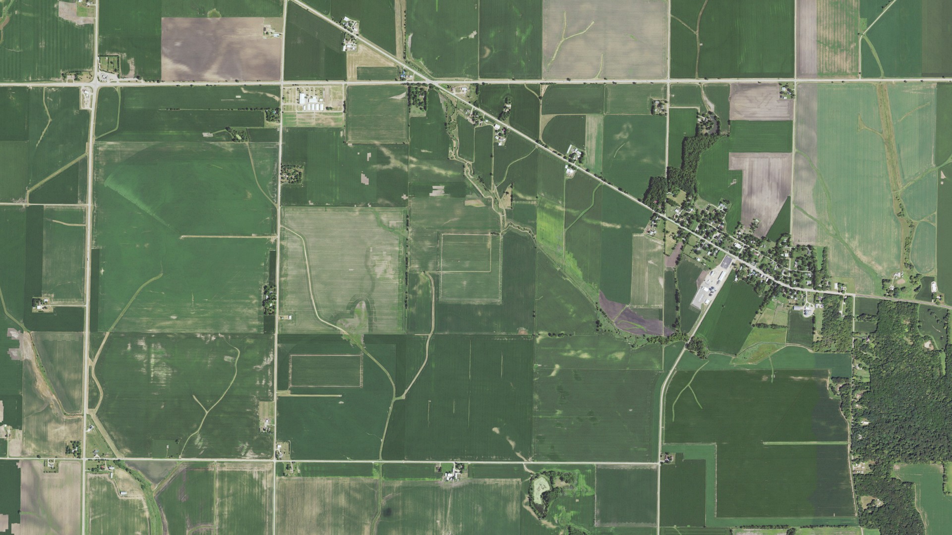 Natural-color aerial photograph of land around Lee County, Illinois