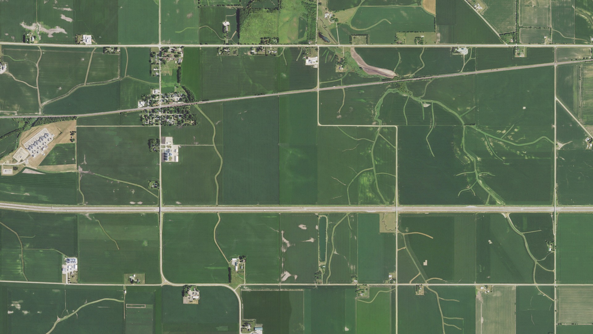 Aerial view of land around Nachusa, Illinois