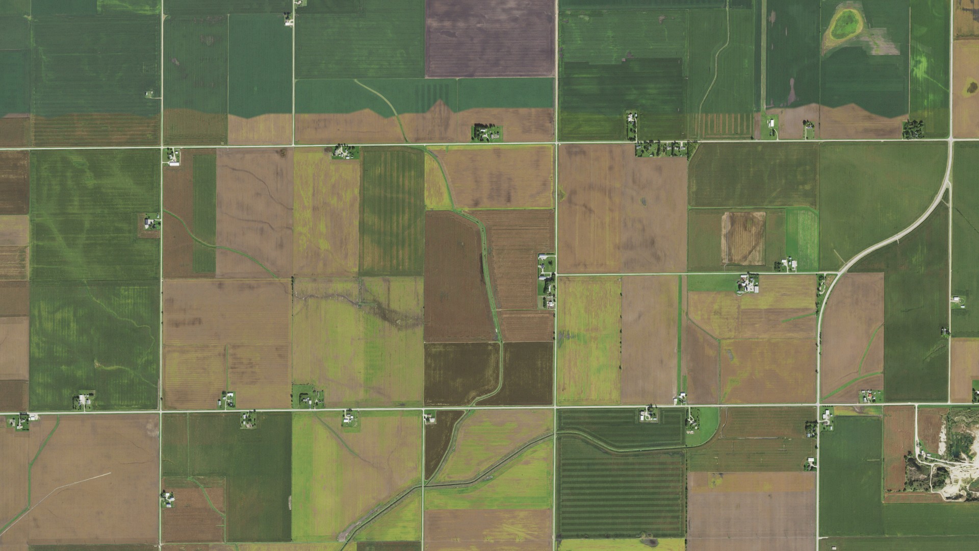 Natural-color aerial photograph of land around Reynolds, Illinois