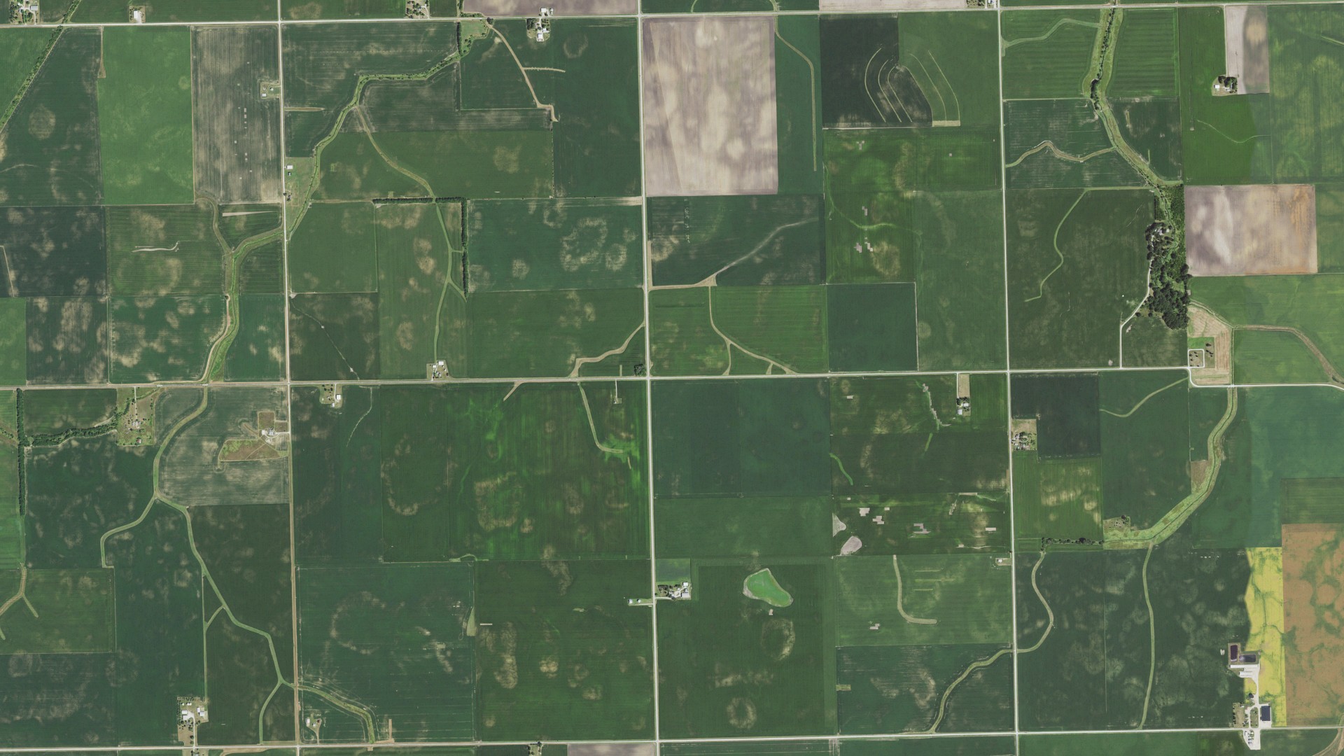 Aerial view of land around Broughton, Illinois