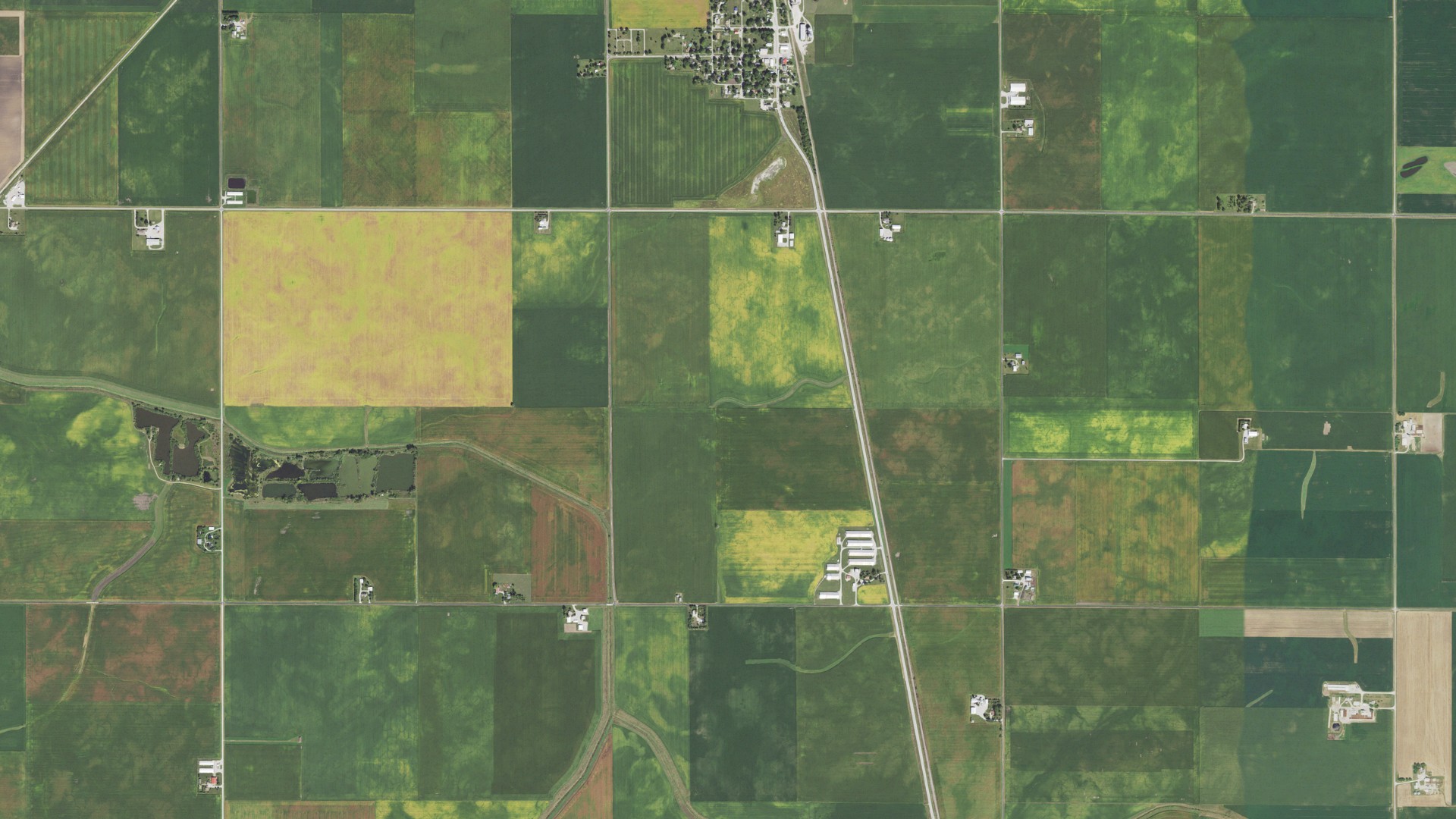 Aerial view of land around Fayette, Illinois