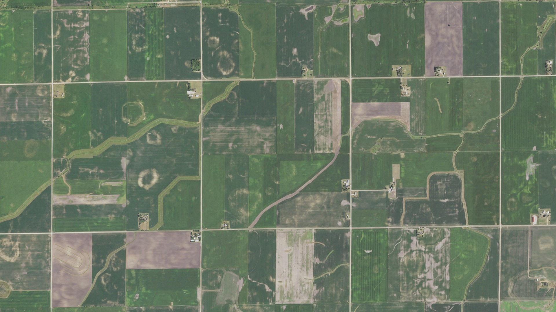Aerial view of land around Nevada, Illinois
