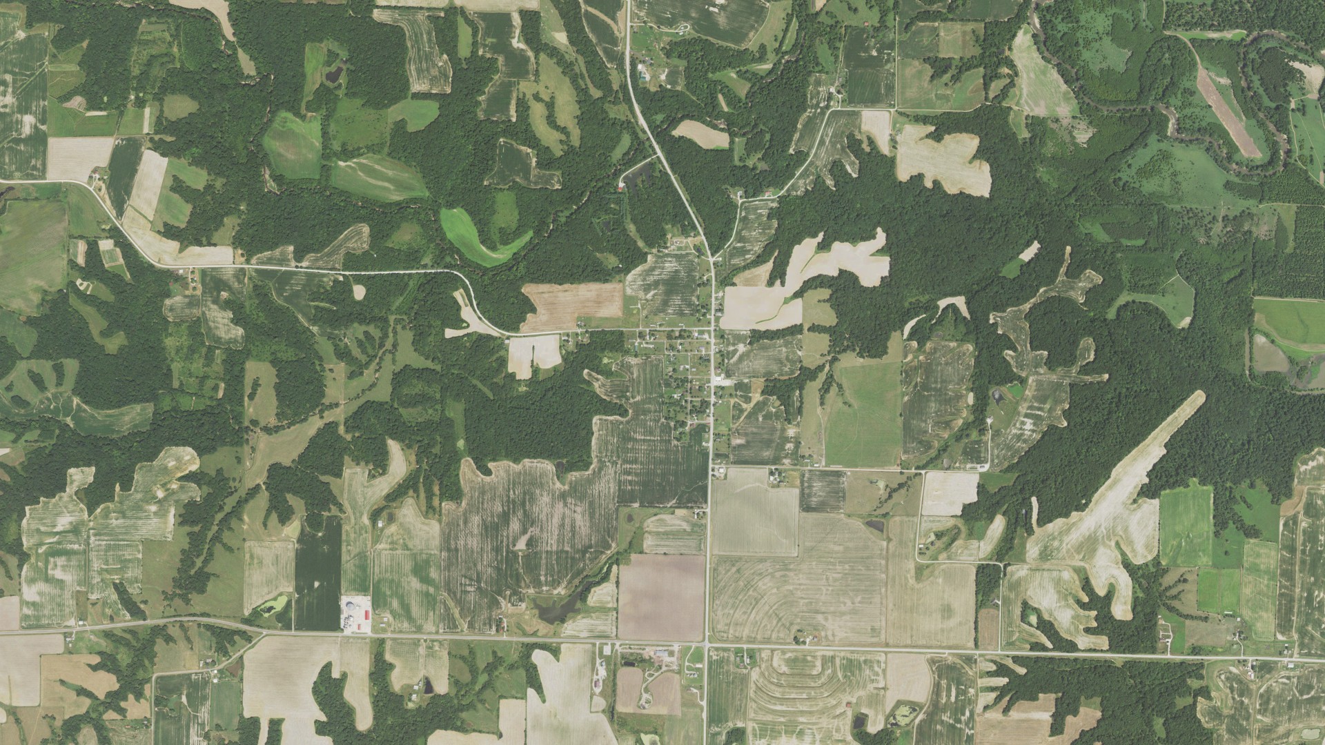 Aerial view of land around Camden, Illinois