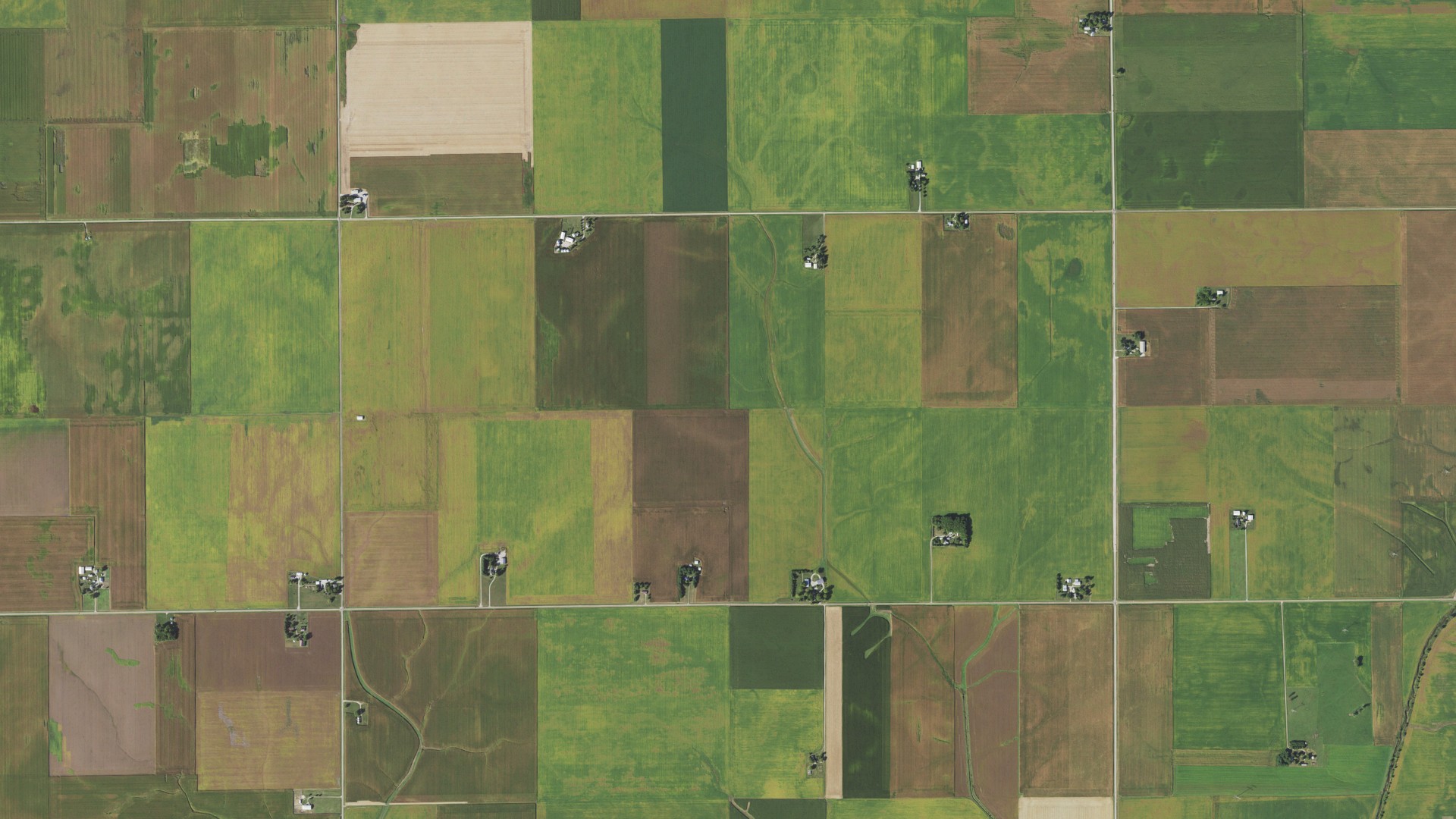 Natural-color aerial photograph of land around Laenna, Illinois