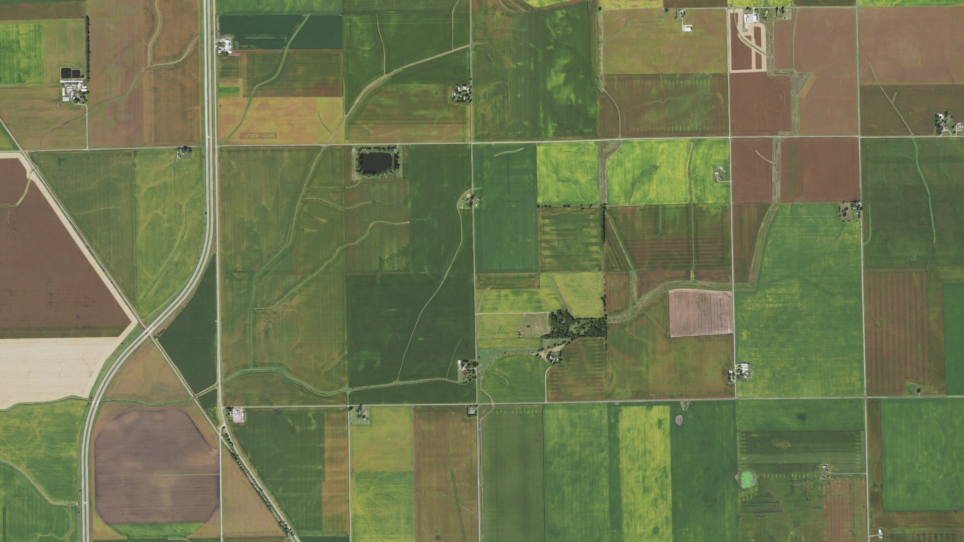 Aerial view of land around Orvil, Illinois