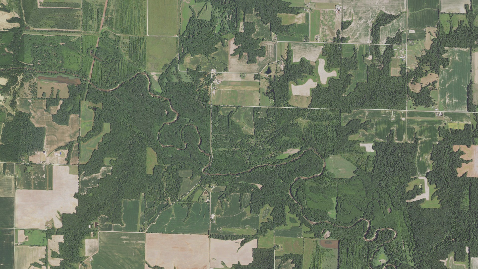 Aerial view of land around Lamoine, Illinois