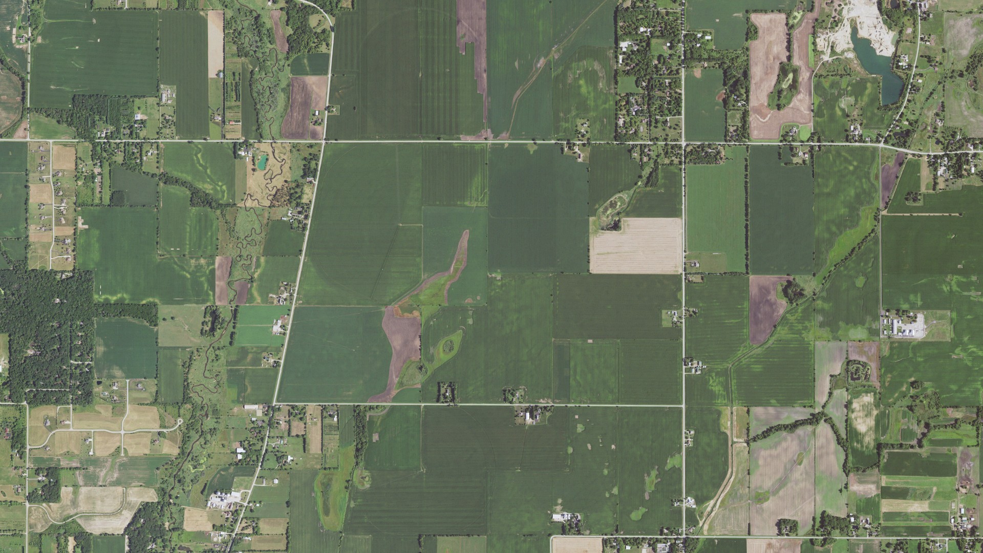 Aerial view of land around Seneca, Illinois