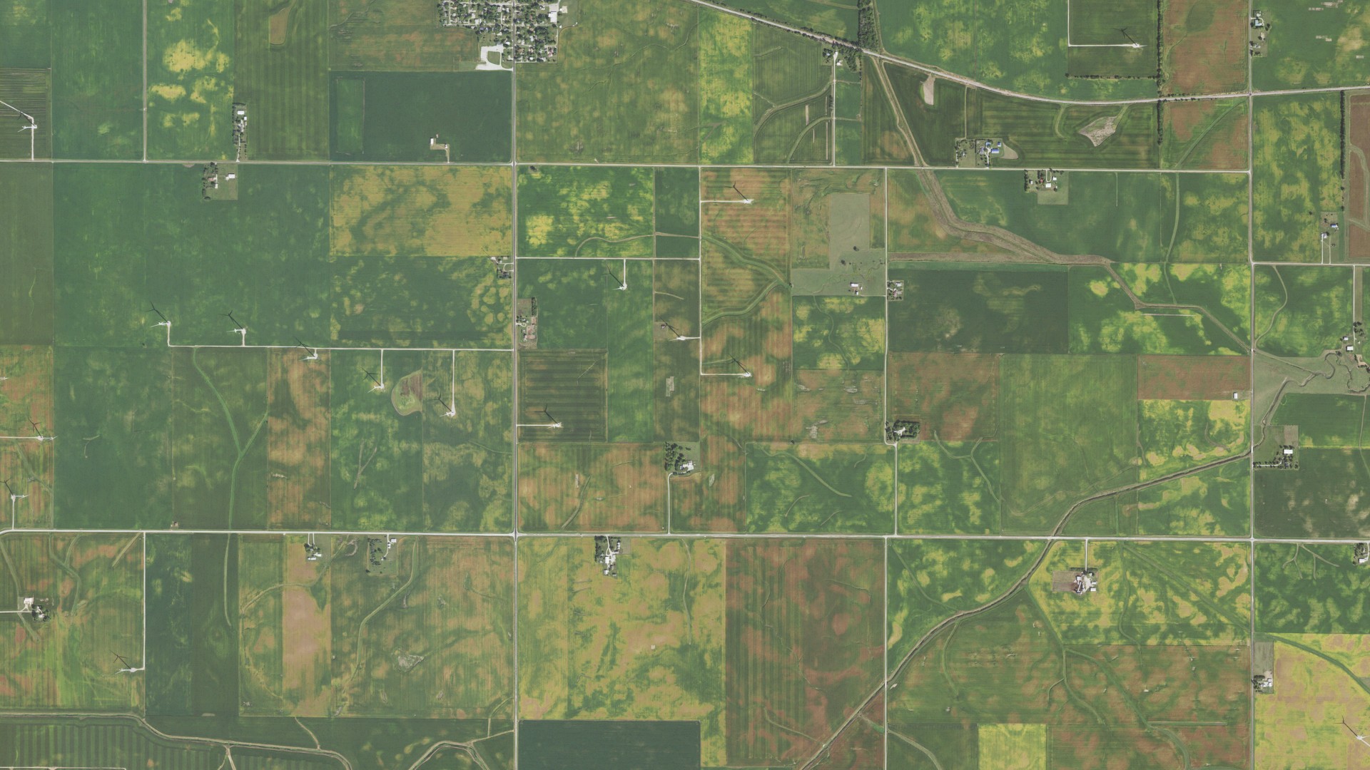 Aerial view of land around Arrowsmith, Illinois