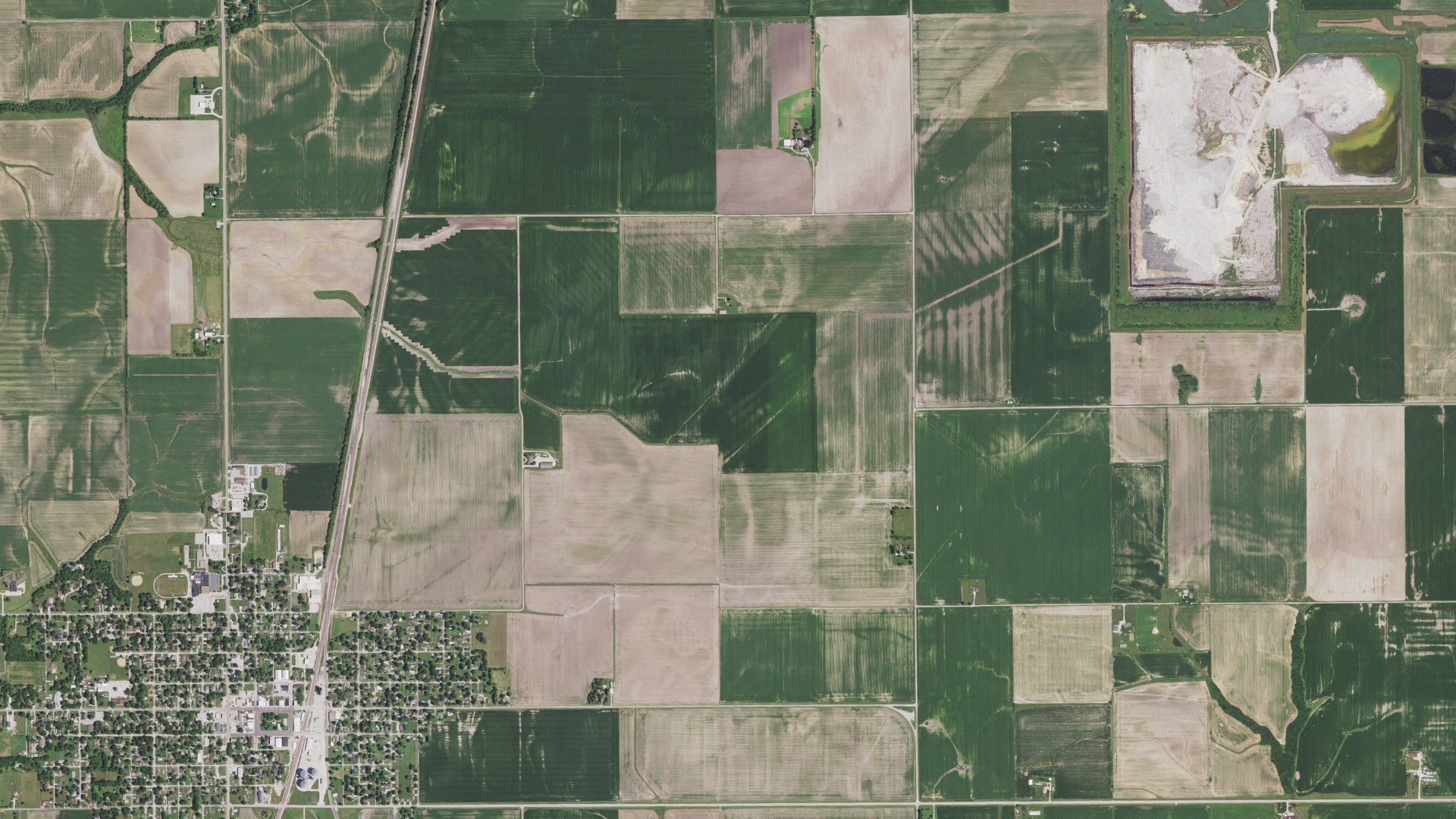 Aerial view of land around Girard, Illinois