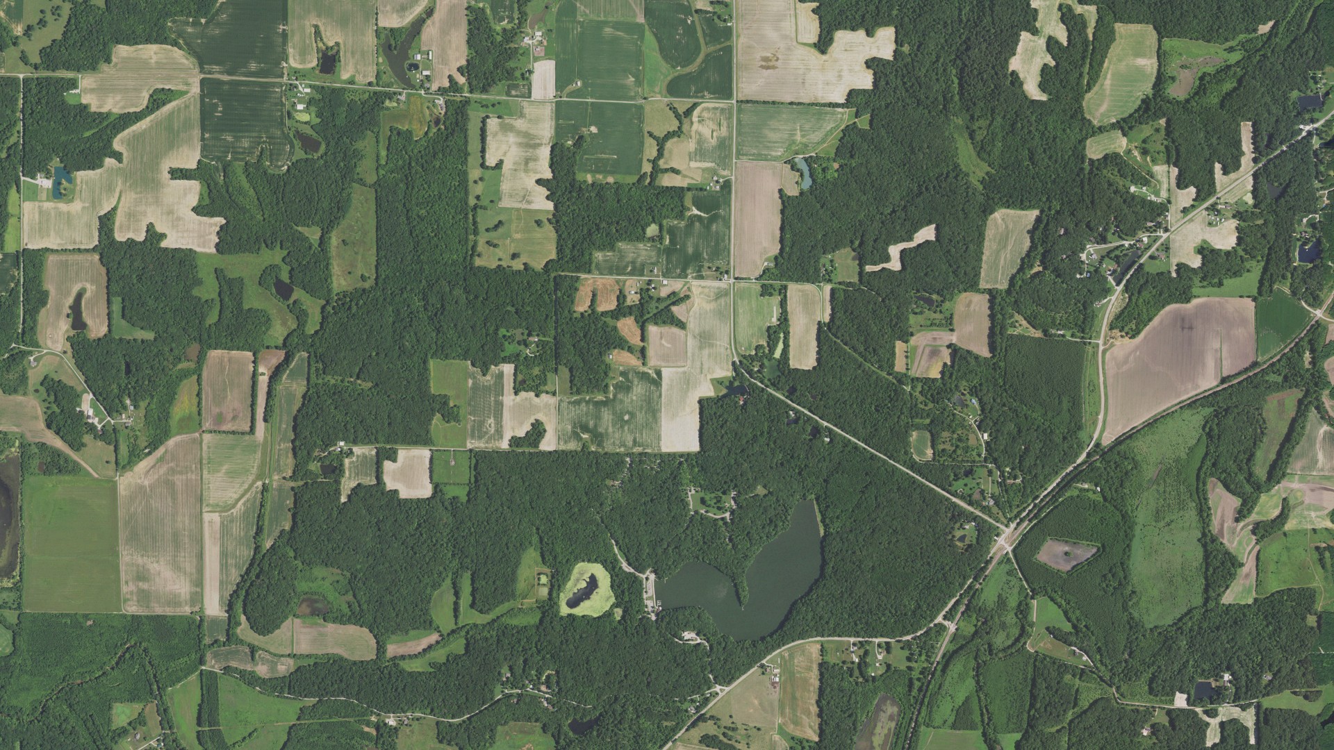 Aerial view of land around Polk, Illinois