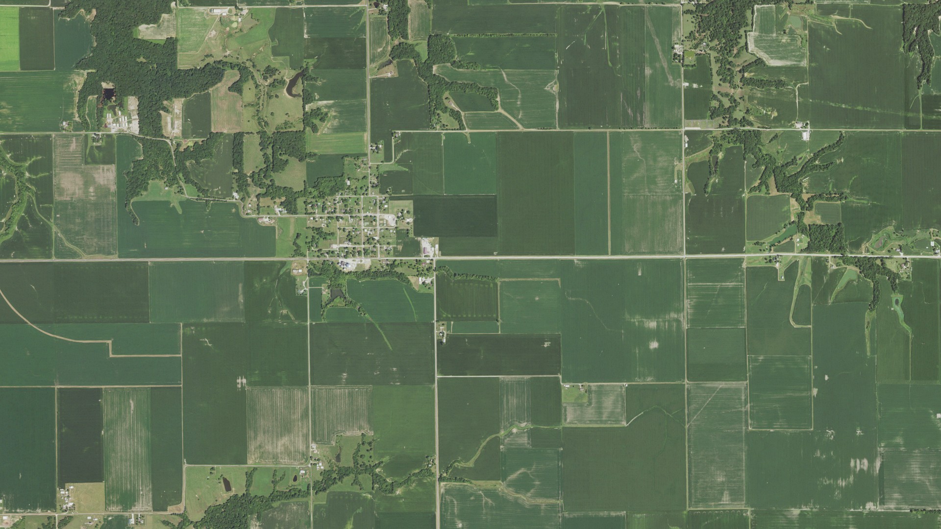 Natural-color aerial photograph of land around Scottville, Illinois