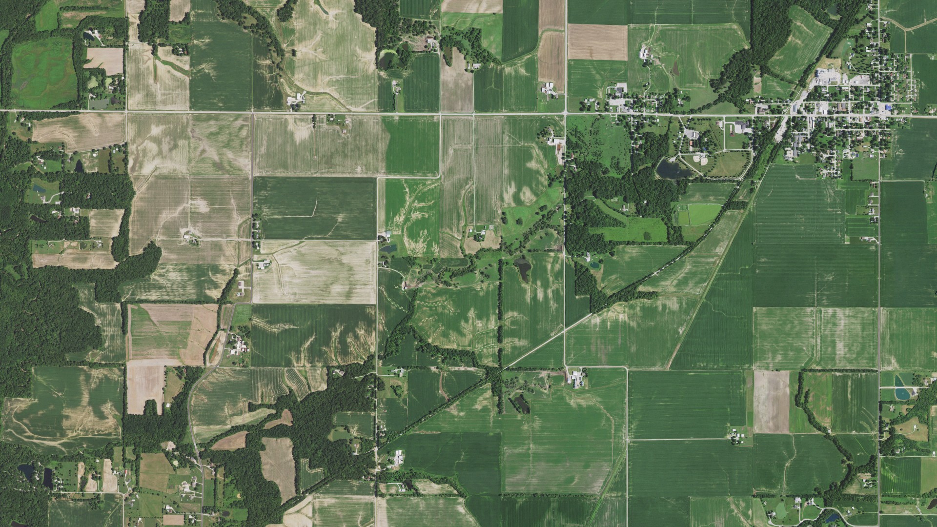 Aerial view of land around Alhambra, Illinois
