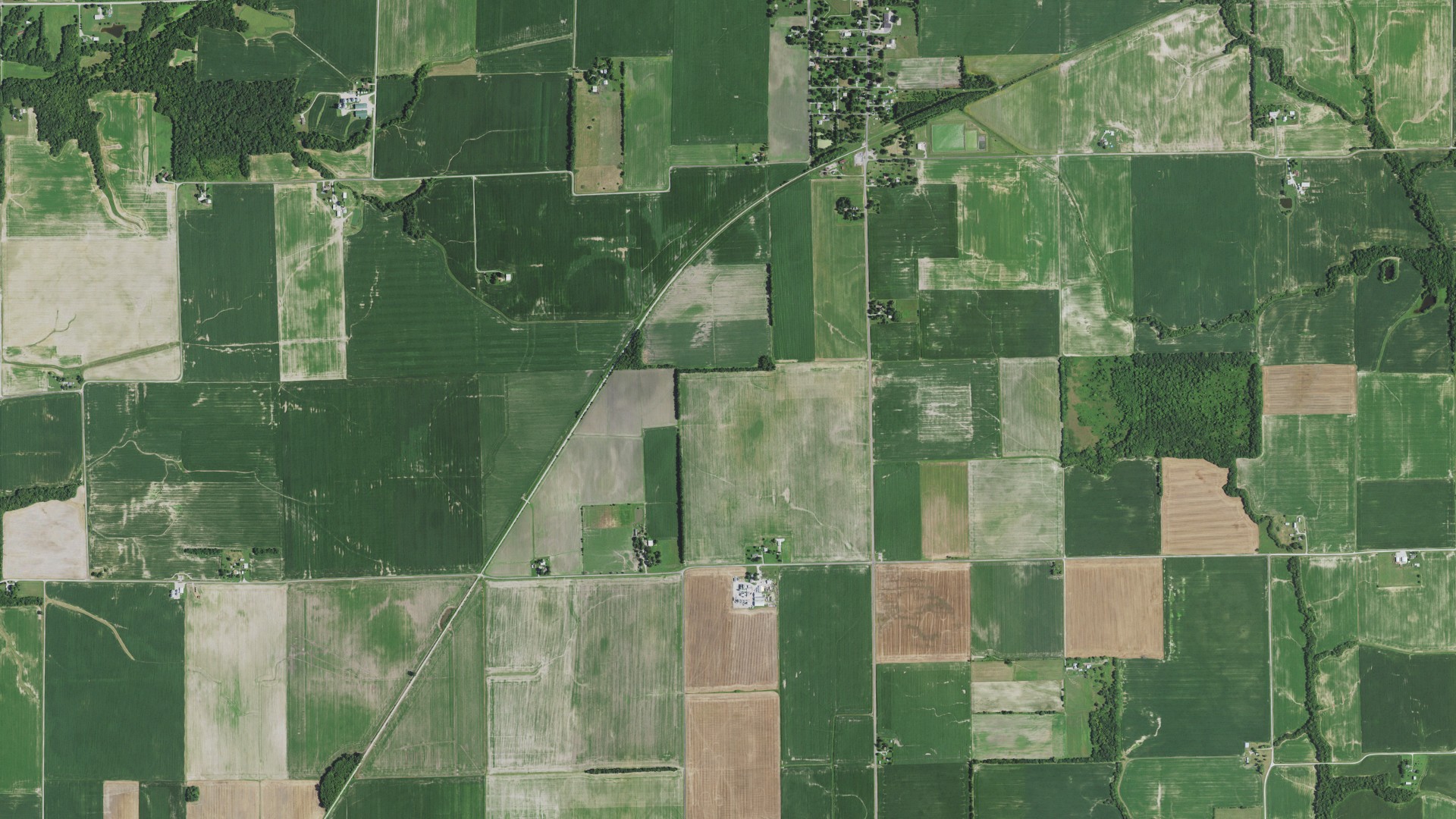 Aerial view of land around New Douglas, Illinois