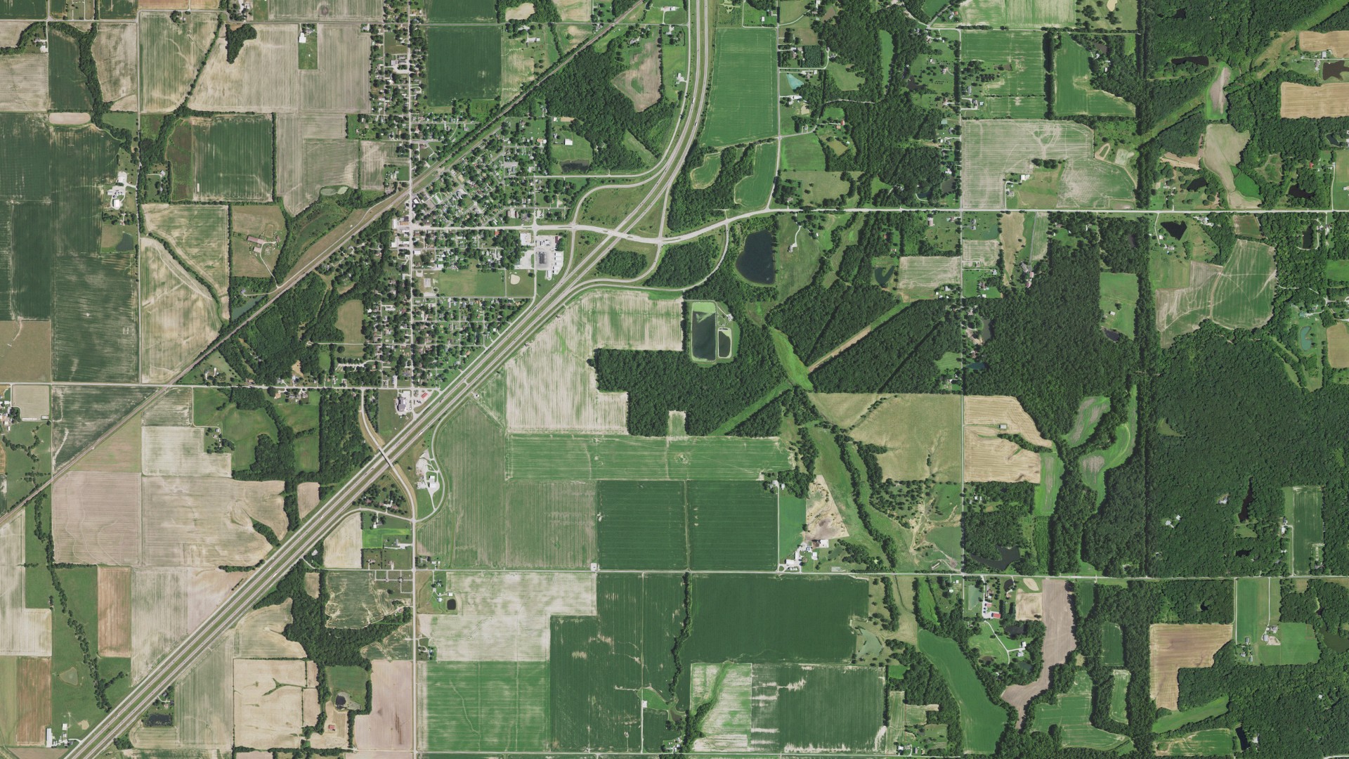 Aerial view of land around Olive, Illinois