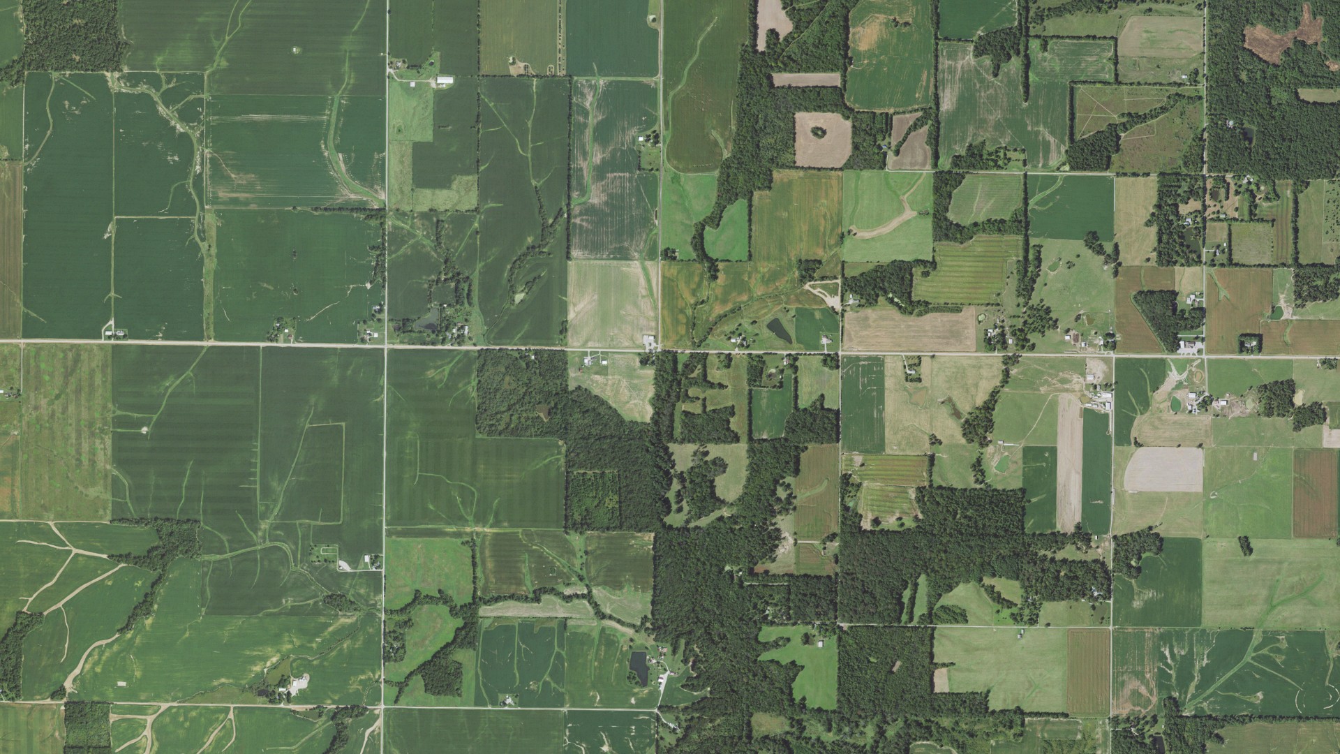 Aerial view of land around Haines, Illinois