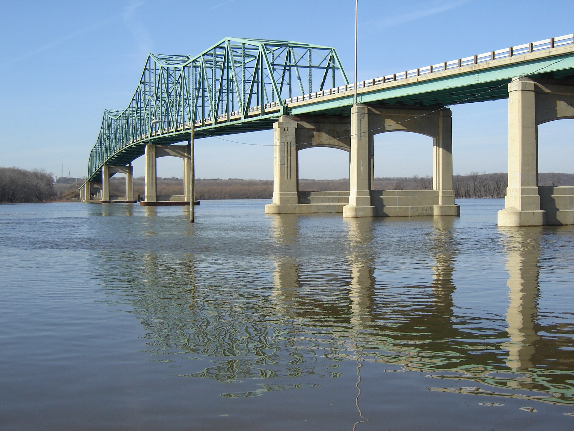 The truss bridge crossing the Illinois River between Lacon, Illinois and Sparland, Illinois — Marshall County, Illinois