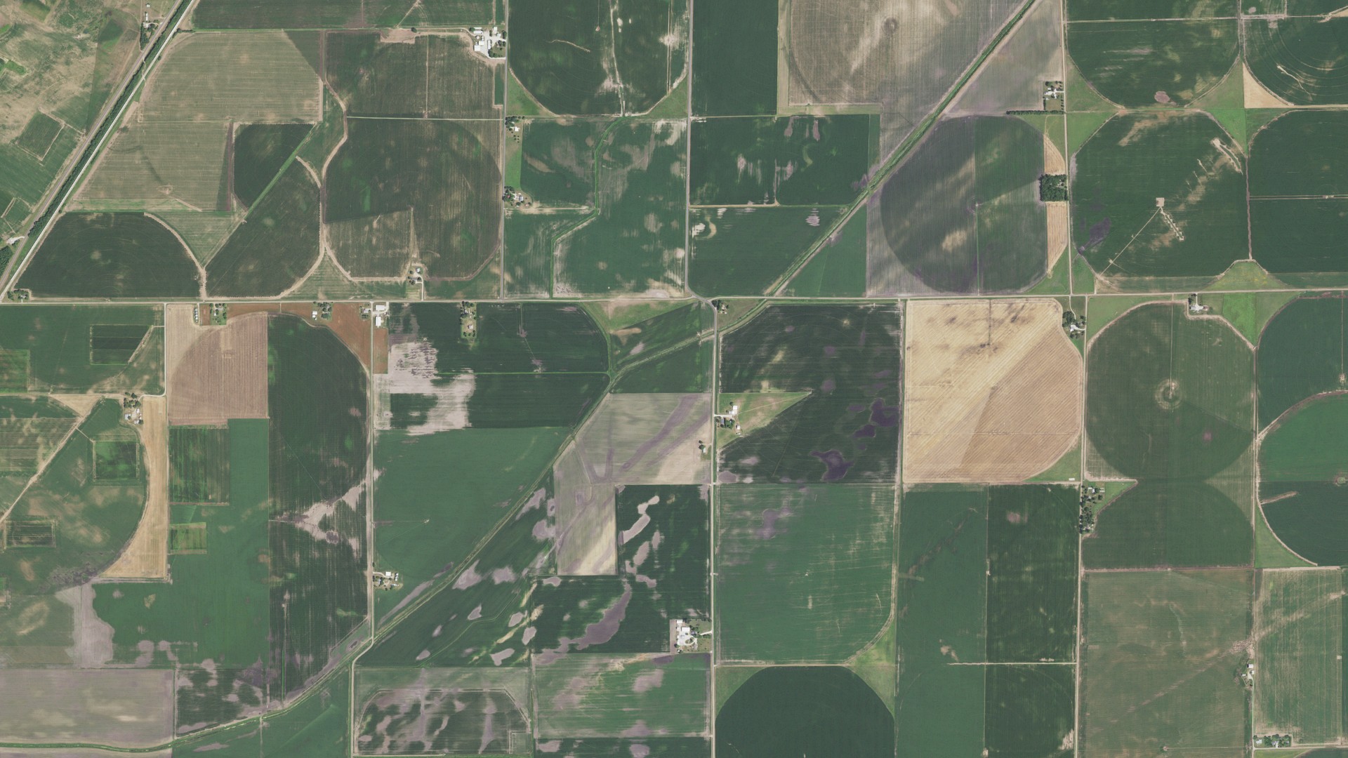 Aerial view of land around Manito, Illinois
